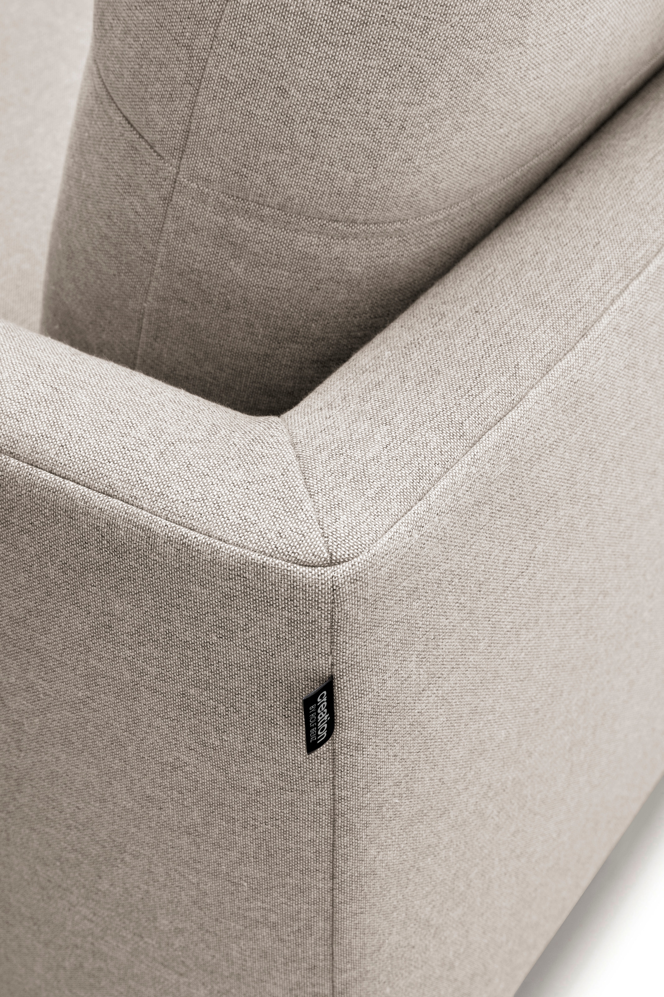 Creation BY ROLF BENZ Canapé d'angle »CR.414, Designecksofa, Polsterecke, Breite 300cm, L-Form« au choix en cuir de vachette fin ou en chenille de haute qualité