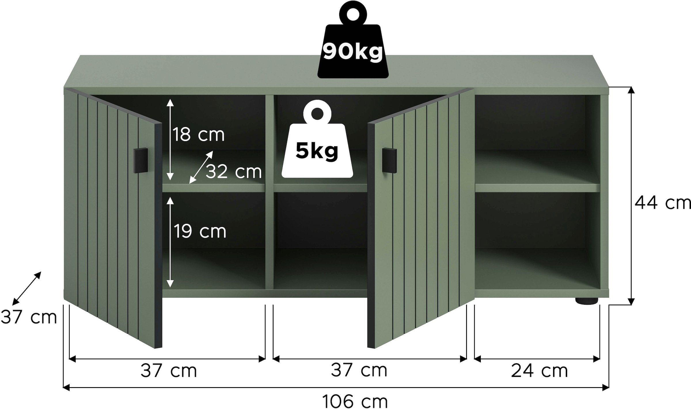 Home affaire Sitzbank »TATIO, 106x43x37 cm, 2 Türen, 2 offene Fächer« Sitzbank und Sitzkissen,  Garderobensitzbank, Sitzbank Flur mit Stauraum, Sitzkissen wählbar