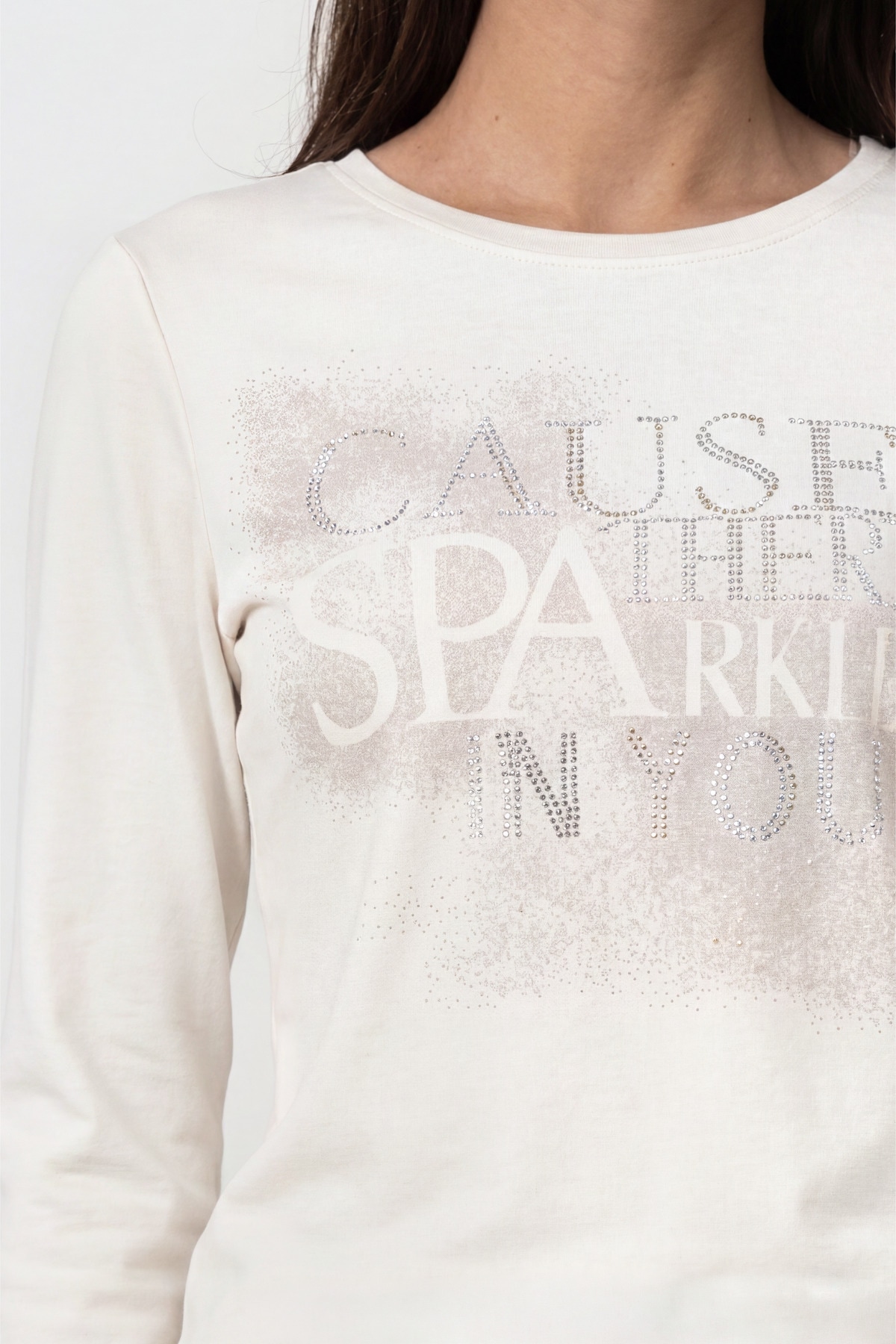 Monari Sweatshirt »Sweatshirt Schmuck Schrift«, Regular fit mit Rundhalsausschnitt
