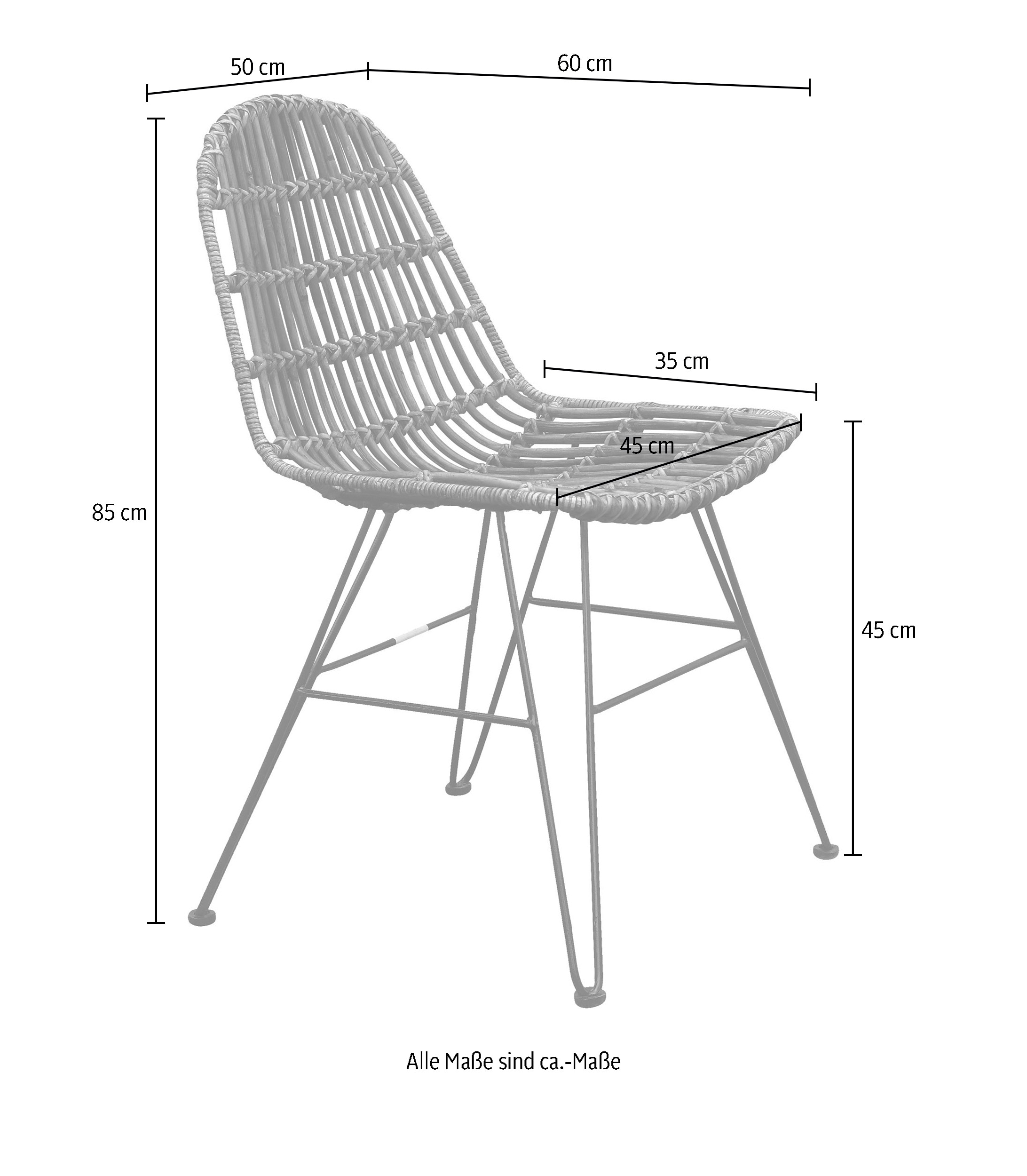 SIT Chaise en rotin () motif chevrons dans le dos