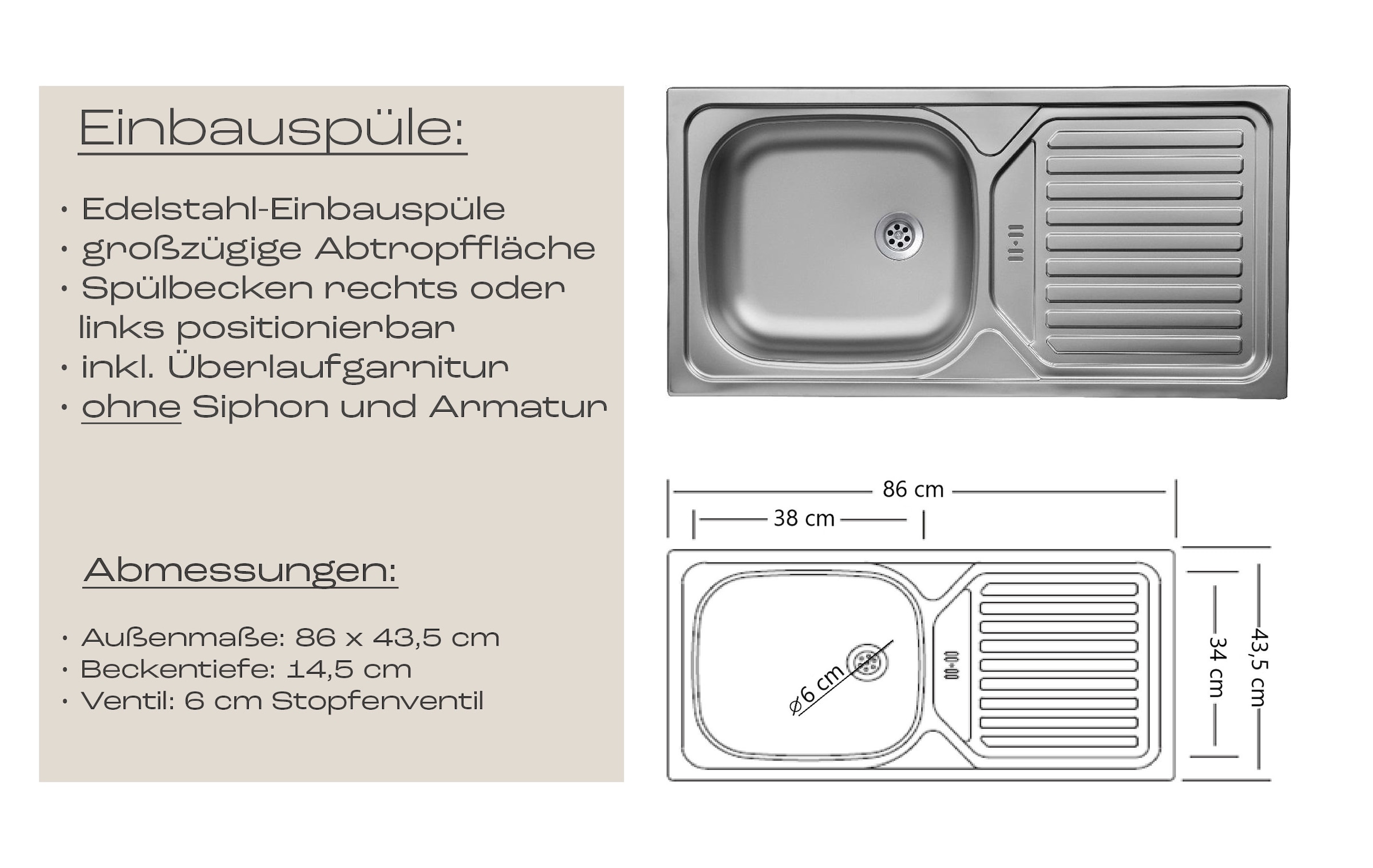 KOCHSTATION Kitchenette »KS-Virginia,neu in verbesserter Ausführung« plan de travail épaisseur 38 mm, rangement, fermeture douce,  largeur 330 cm, Soft-Close, sans appareils électriques