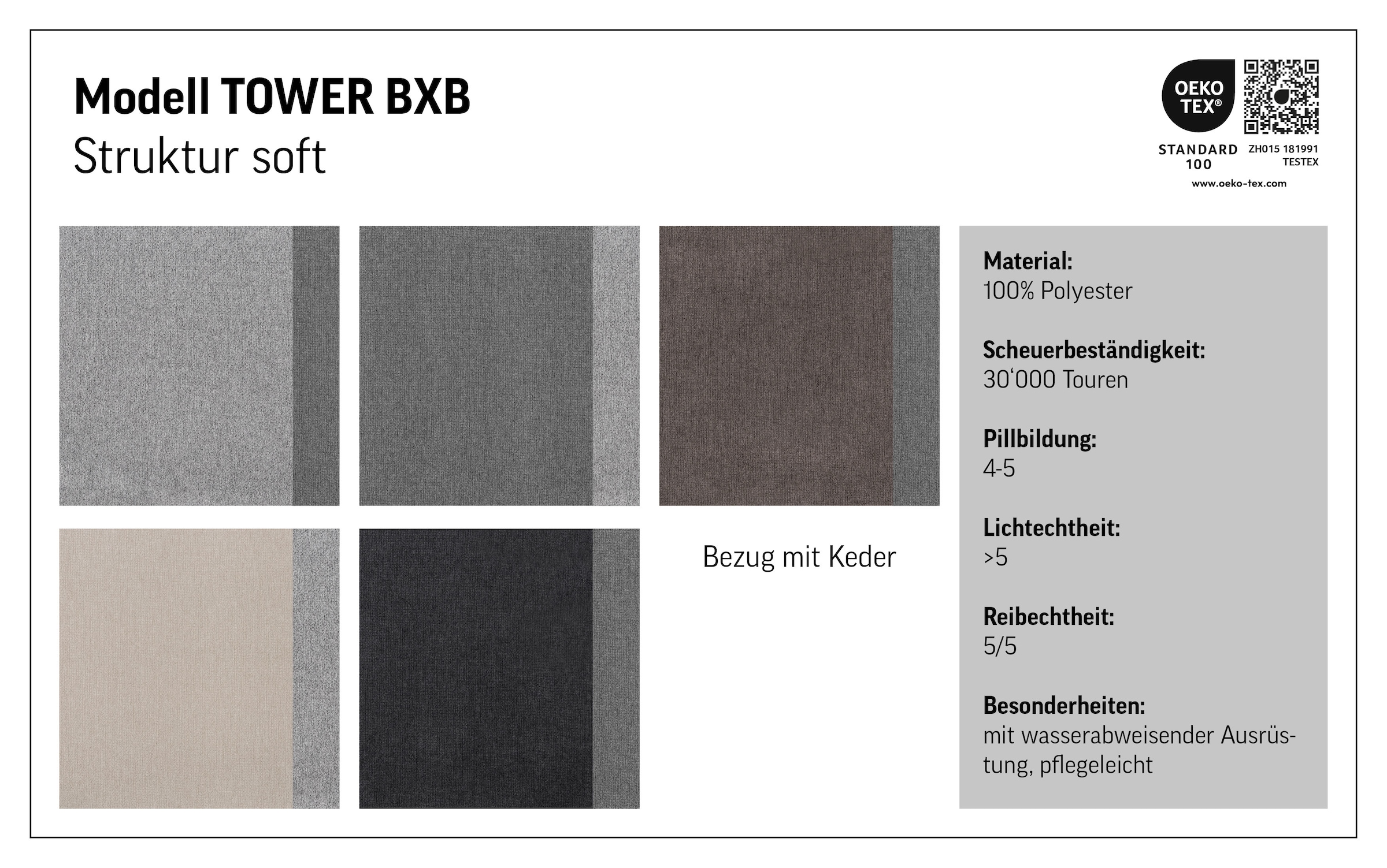 COTTA Lit boxspring »Tower inkl. Bettkasten, mit Keder in abgesetzter Farbe« in verschiedenen Breiten, Härtegraden und Farben erhältlich