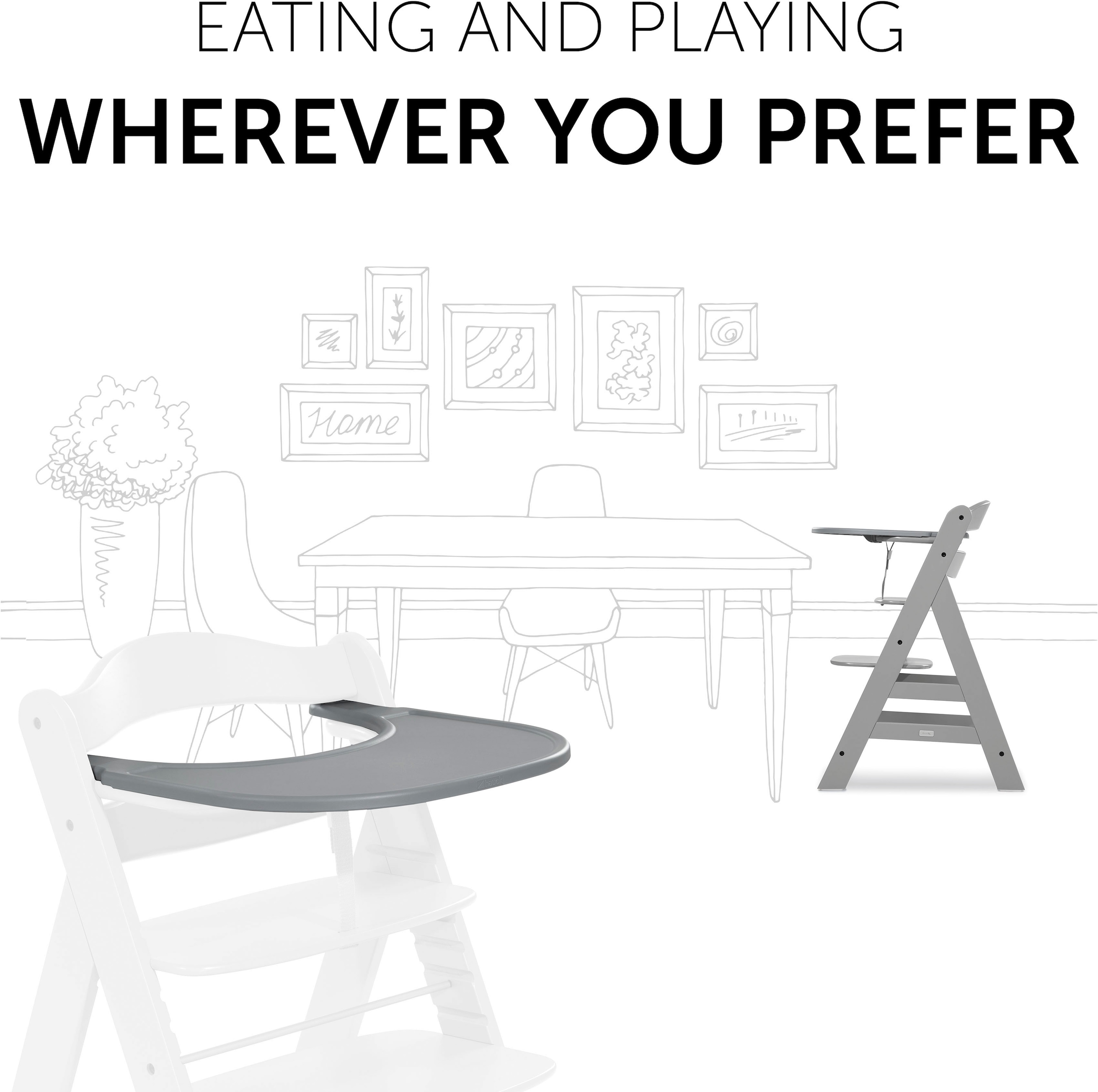 Hauck Hochstuhltablett »Alpha Click Tray, grau« Hauck Hochstuhl Alpha+