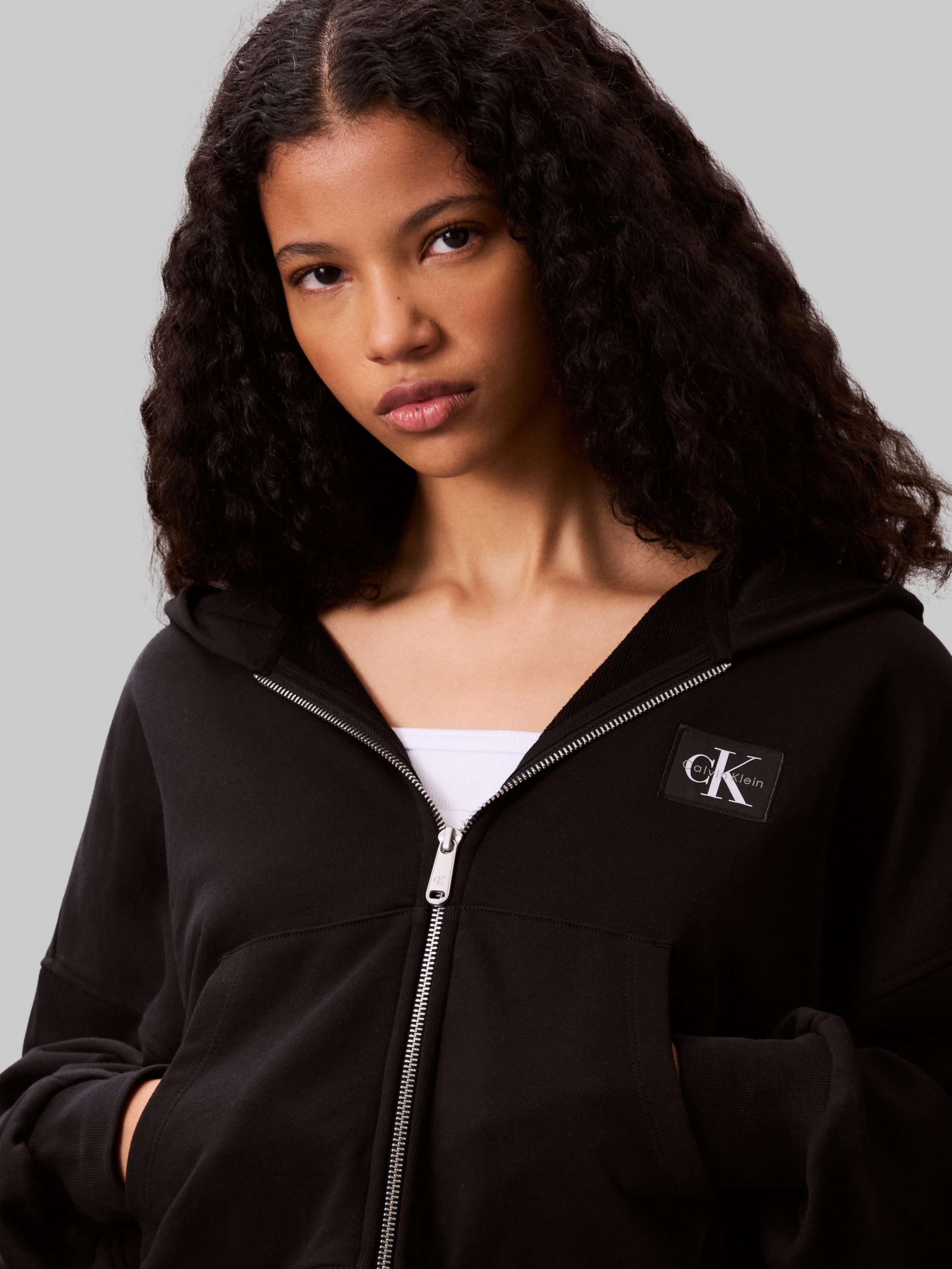 Calvin Klein Jeans Veste sweat »A- FRNCH TRRY BDG LG« Oversized Fit, mit Kapuze, reine Baumwolle