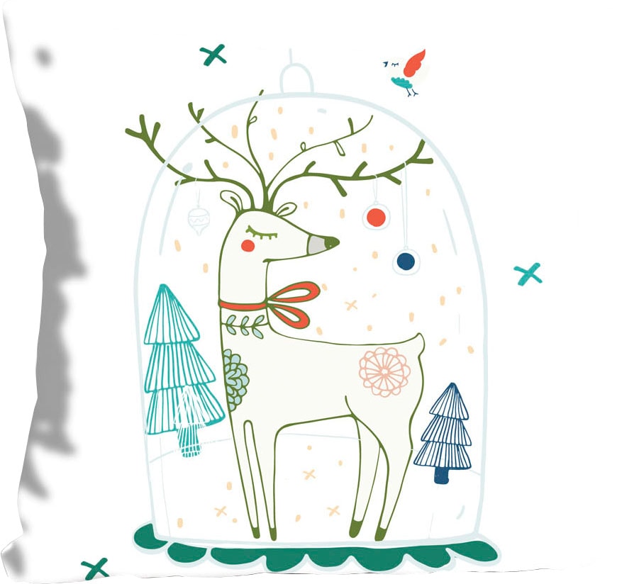 queence Dekokissen »Henry« mit Rentieren und Tannenbäumen