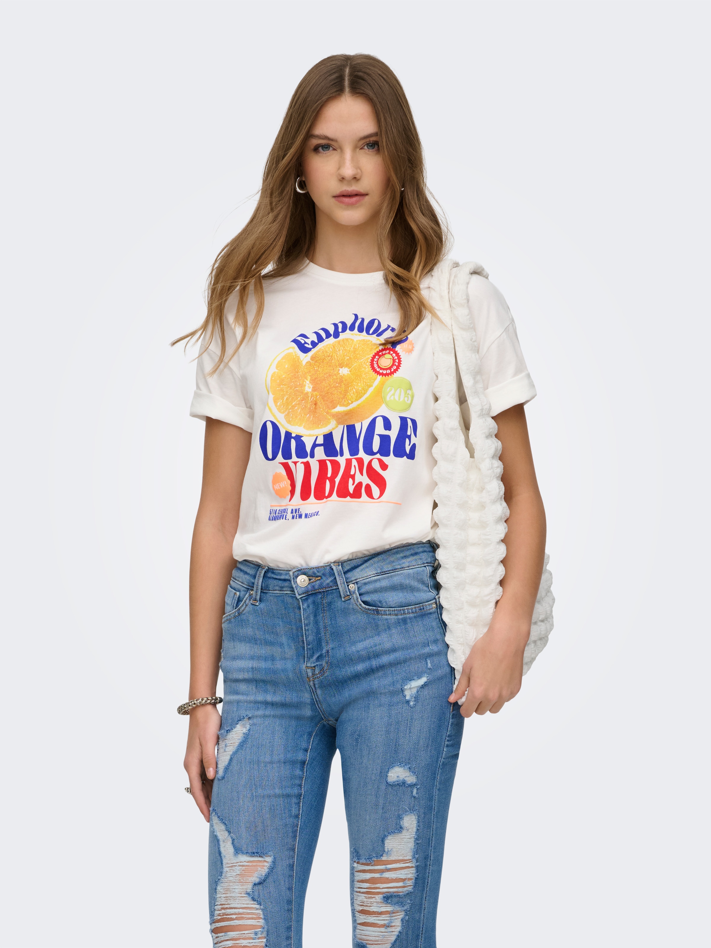 ONLY T-shirt à manches courtes »ONLBOLETTE LIFE S/S TOP BOX CC JRS« avec imprimé accrocheur