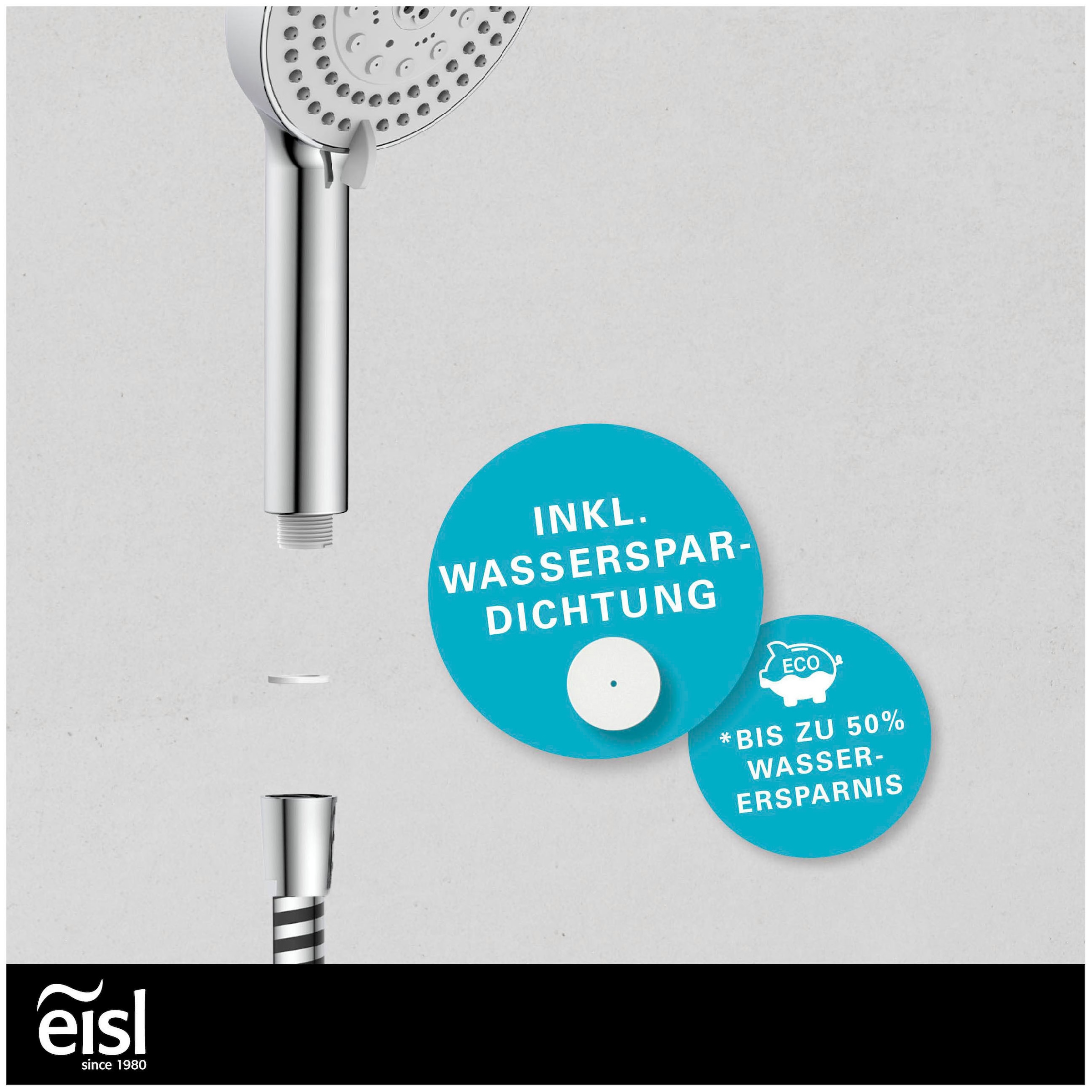 Eisl Brausegarnitur »STORM« wassersparend, Antikalk, 7-fach verstellbar, Wasserstoppfunktion
