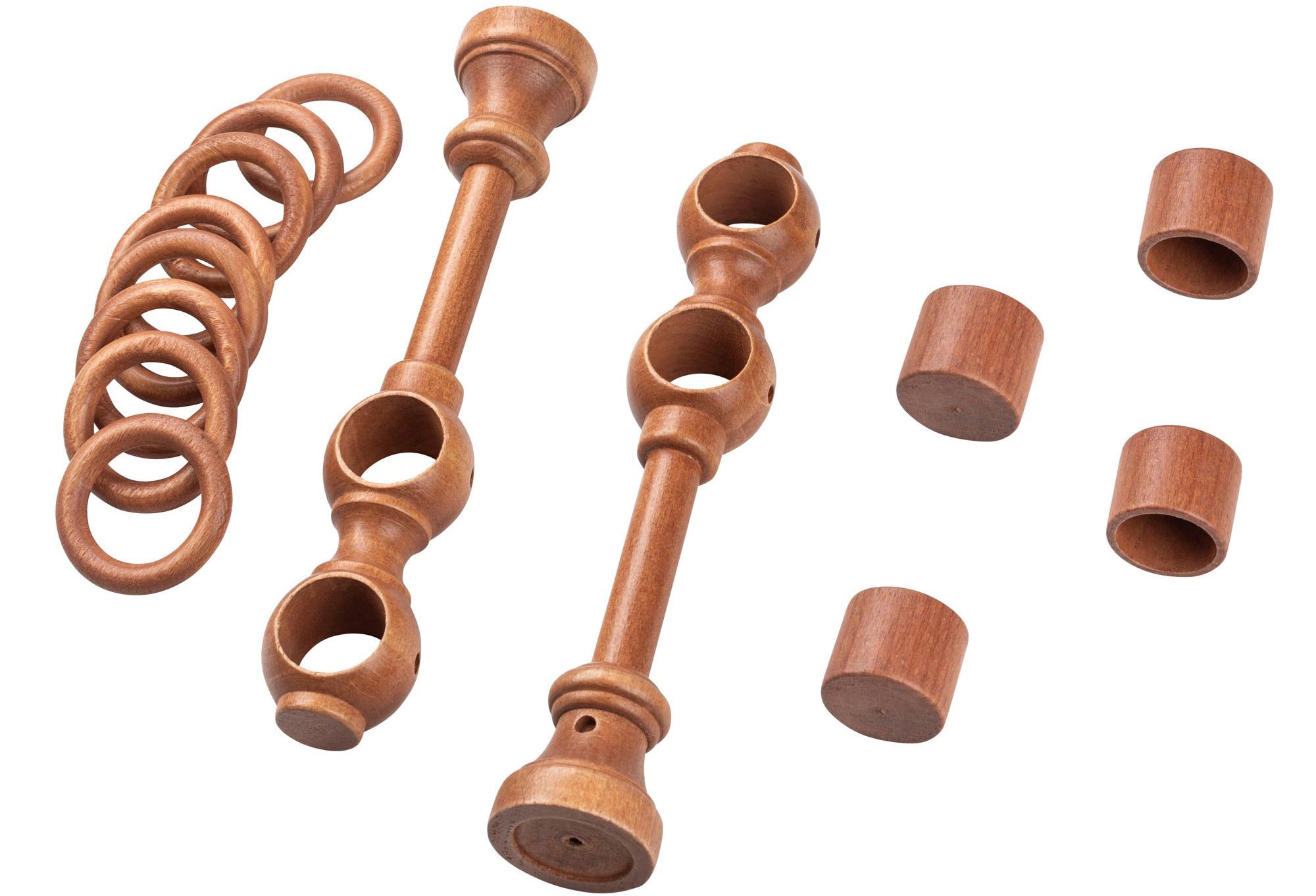 SN DECO GROUP Tringle à rideaux »Cafiro« 2 läufig-läufig Fixmass 28 mm, Holz, verschiedene Längen und Farben, Komplettset