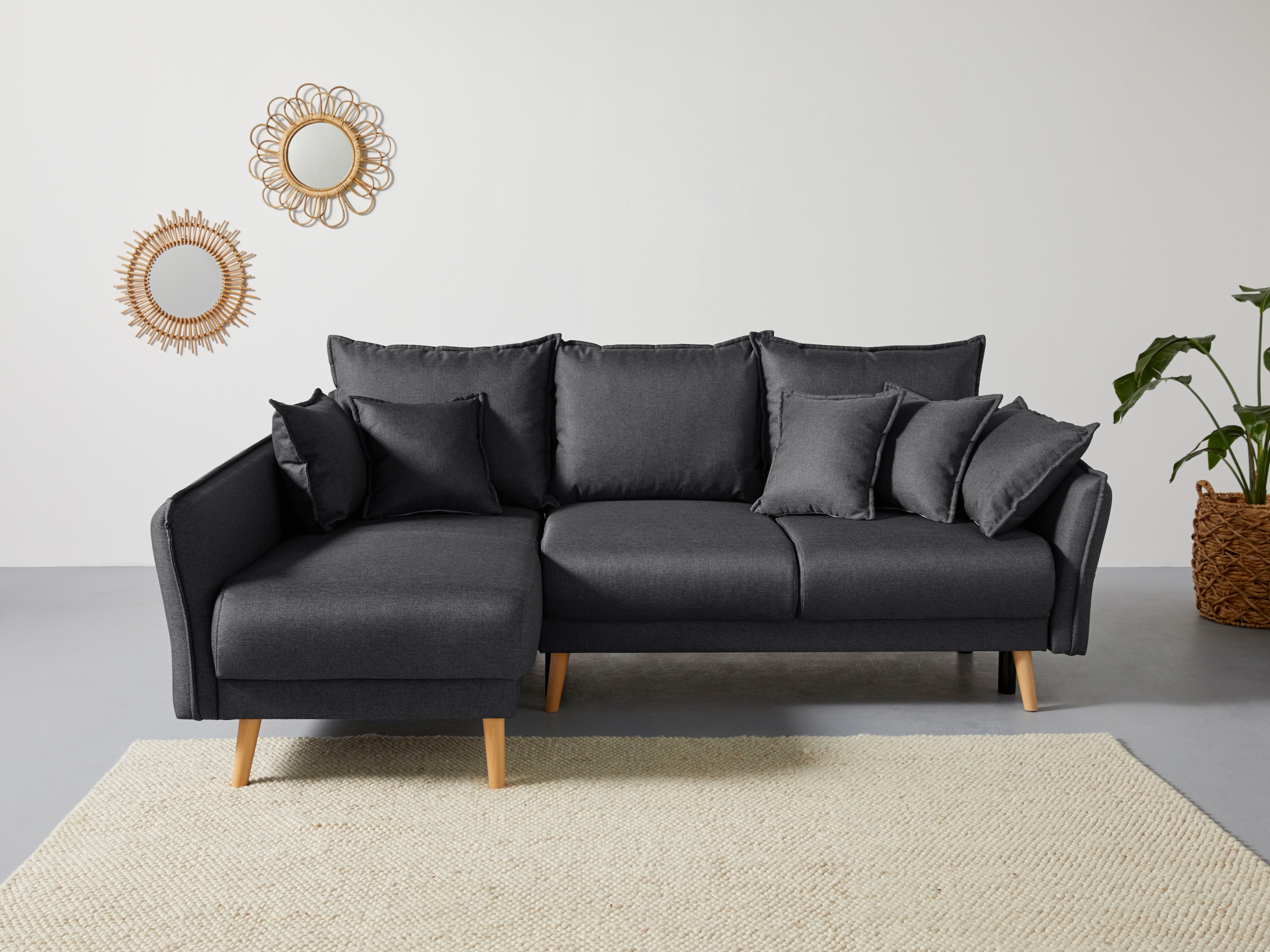 Home affaire Canapé d'angle »Granbo L-Form« incl. Bettfunktion und Bettkasten, Federkern-Polsterung, Seitentasche