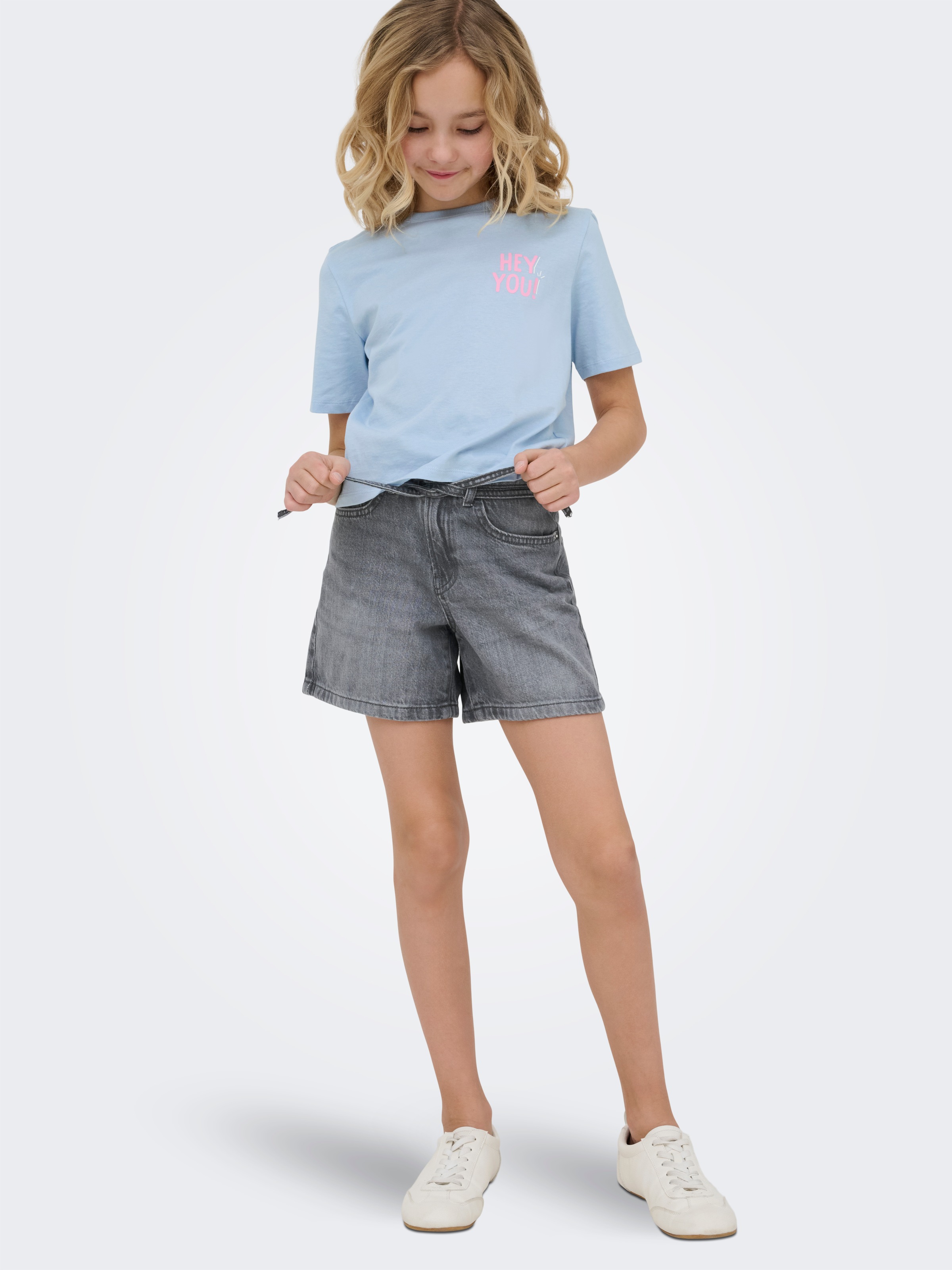 KIDS ONLY Jeansshorts »KOGGIANNA HW BELT SHORTS PIMBOX DNM NOOS« mit schmalem, dekorativen Bindeband in der Taille