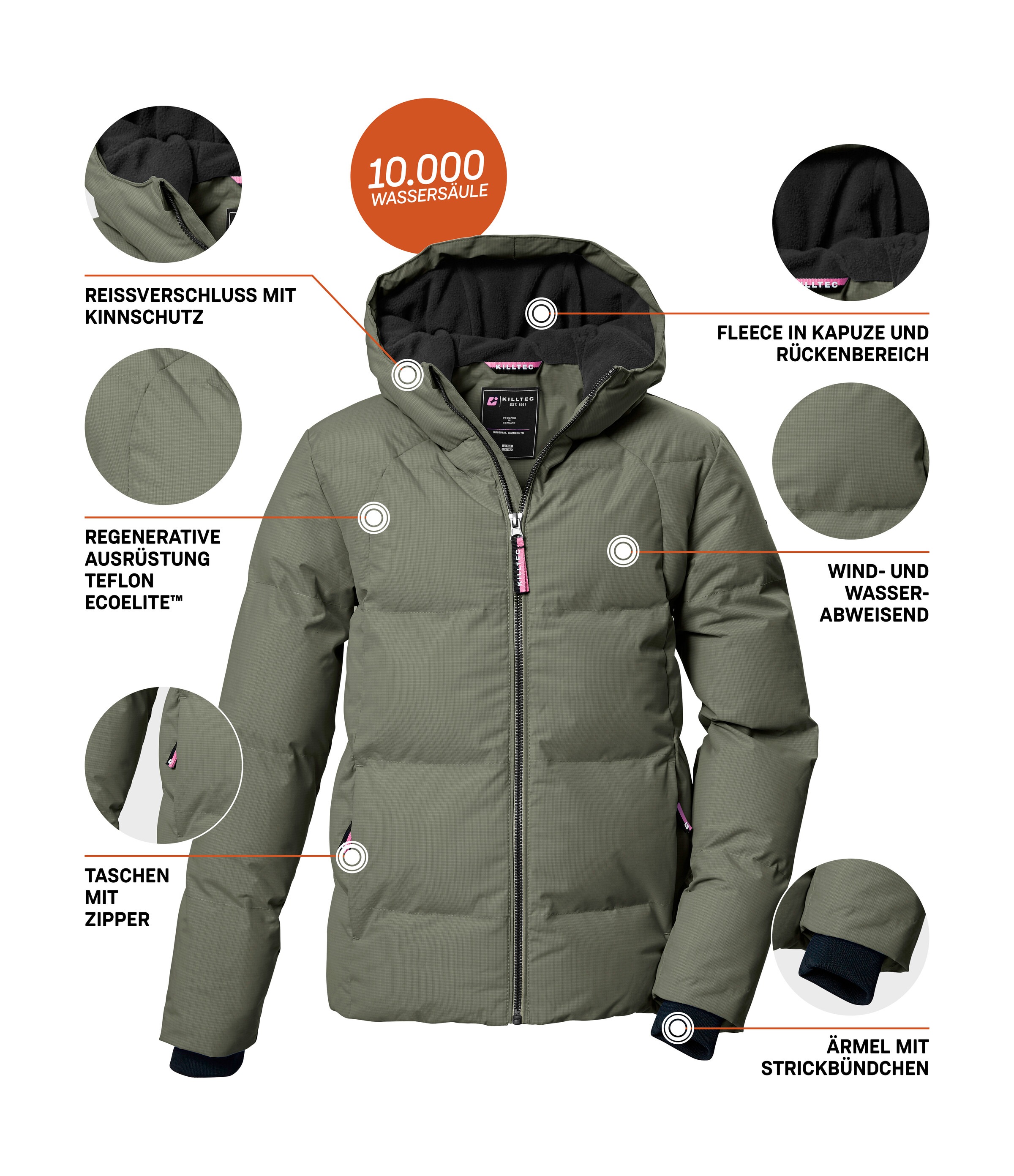 Killtec Steppjacke »KOW 357 GRLS QLTD JCKT« Wasserabweisende Mädchenjacke mit Kapuze, atmungsaktiv, warm
