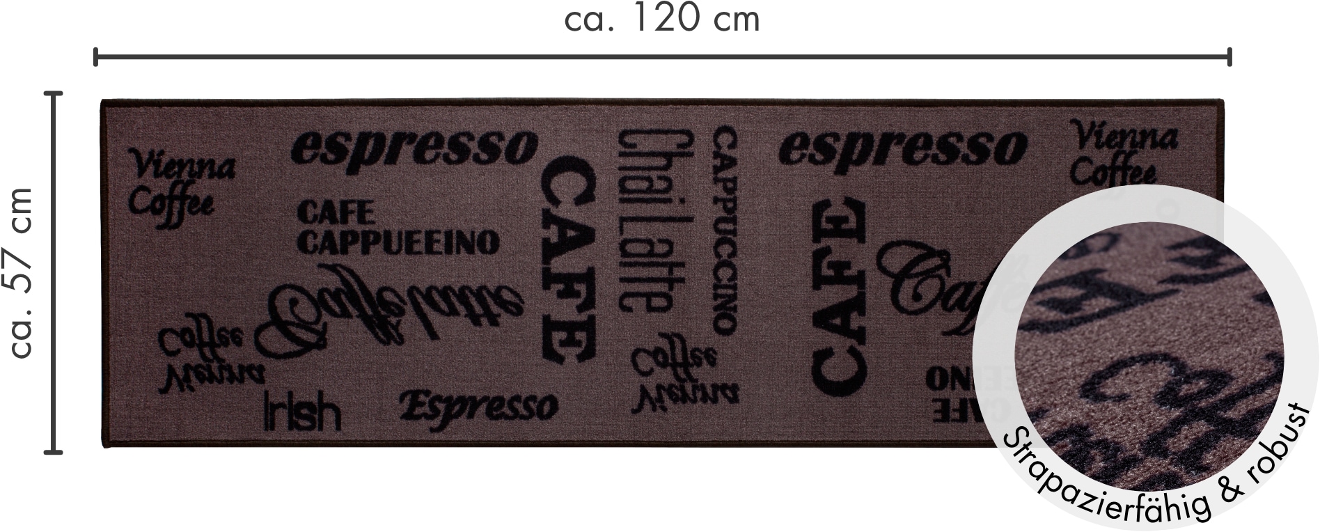 Andiamo Chemin de cuisine »Espresso« Rectangulaire 5 mm Höhe mit Schriftzug, rutschhemmend, Küche, Kundenliebling