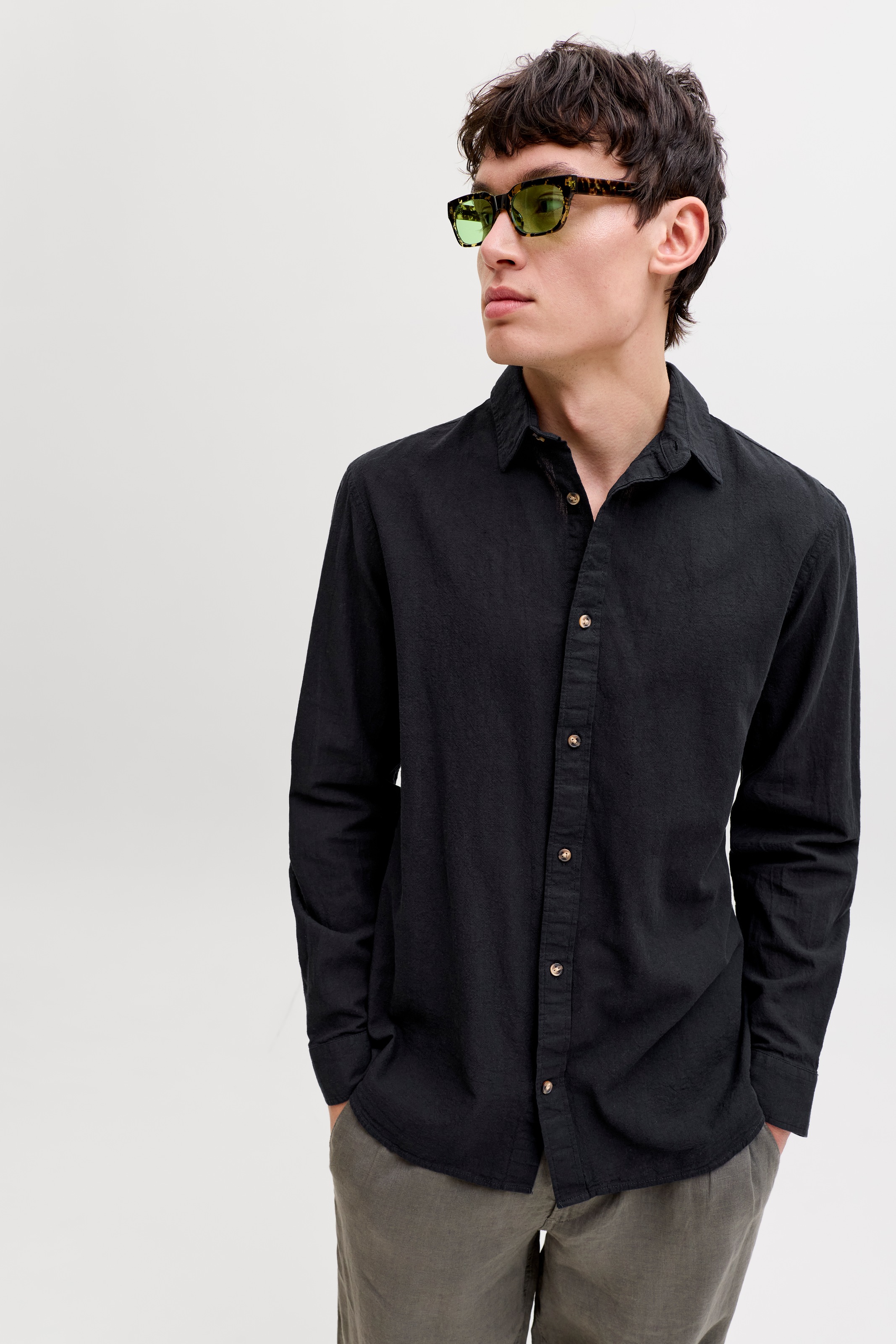 Jack & Jones Langarmhemd »JJESUMMER LINEN BLEND SHIRT L/S SN« Baumwollmischung, regular fit
