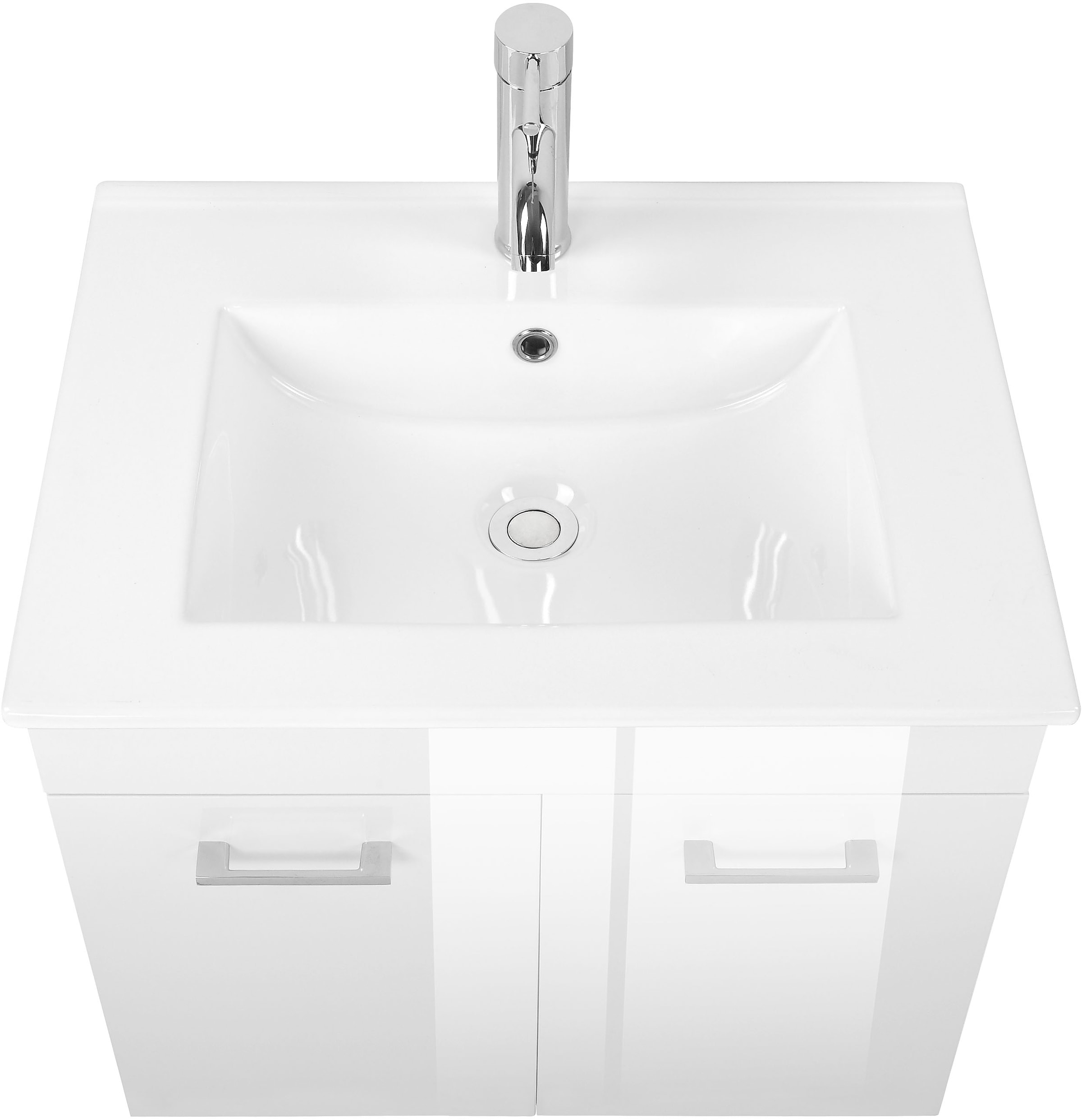 welltime Waschtisch »Florenz, Breite 60cm, 2 Tür, 2 Fächer, MDF-Front« Komplett-Set,  Waschplatz mit 2 Türen,in verschiedenen Farben erhältlich, Badmöbel