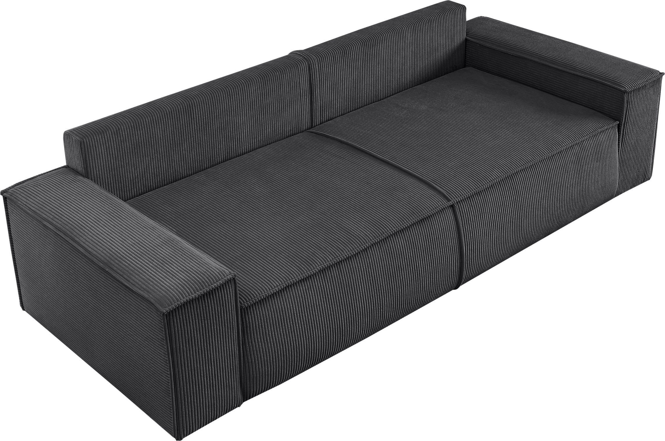 Home affaire 3-places »SHERWOOD Schlafsofa (257cm) Cord, Samtvelours, Vintage-Lederoptik« Schlaffunktion mit Bettkasten (ca. 136/200cm)