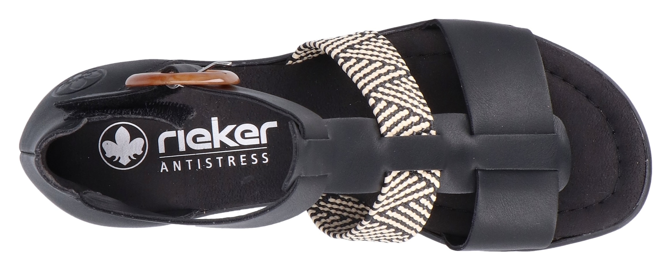 Rieker Keilsandalette  Sommerschuh, Plateausandalette, Sandale mit modischem 6 cm Keilabsatz