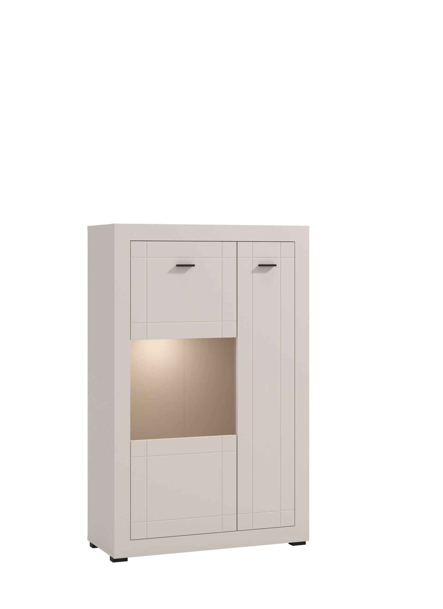 Home affaire Buffet haut »Warwick, Hochkommode, Vitrine, Glasvitrine, Kombi-Highboard« Modernes Highboard: Kaschmir-Dekor, 2 Türen, Heissfolienprägung