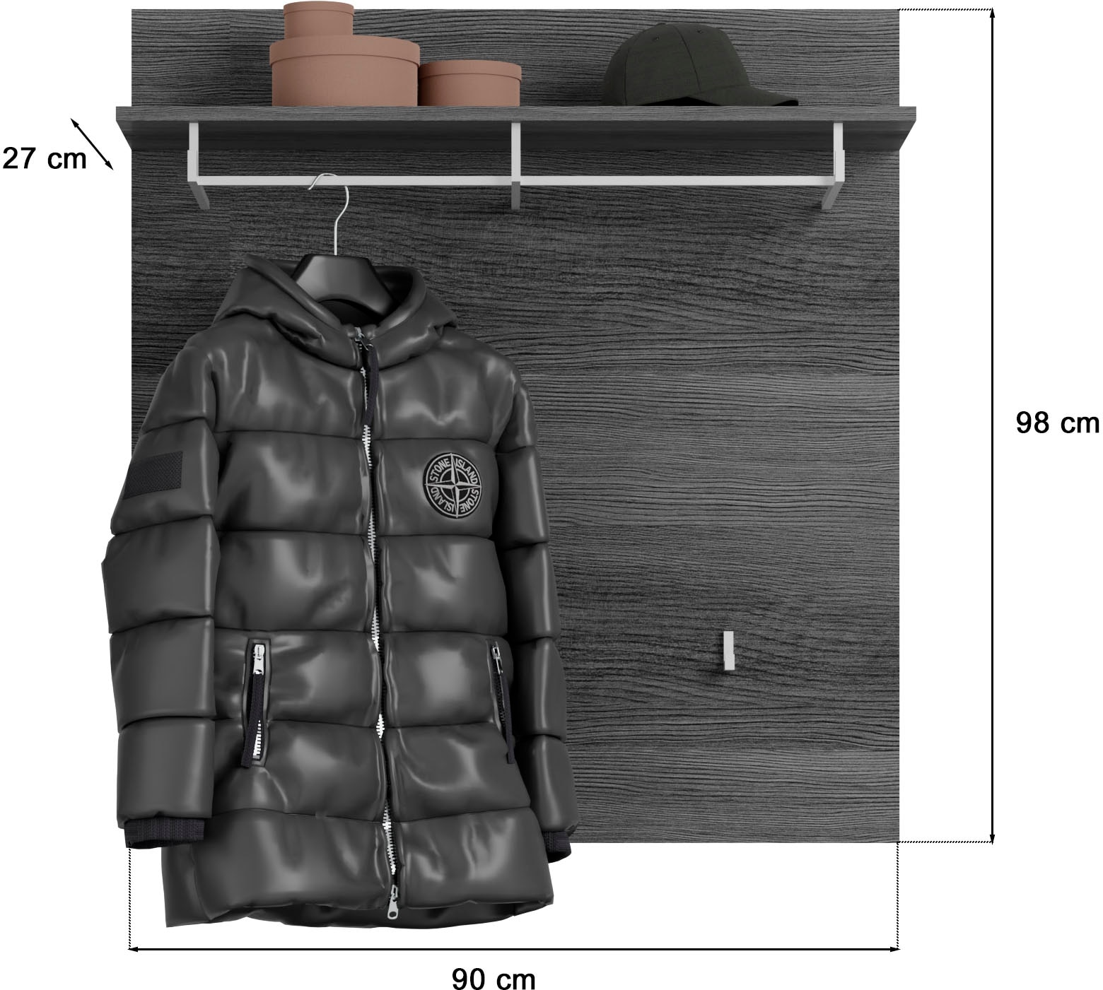 INOSIGN Panneau de vestiaire »SIENA, Breite 90 cm, 3 Haken, 1 Kleiderstange, 1 Ablageboden« 1 cuis tlg. Paneel , Wandbpaneel, Garderobe, Wandgarderobe