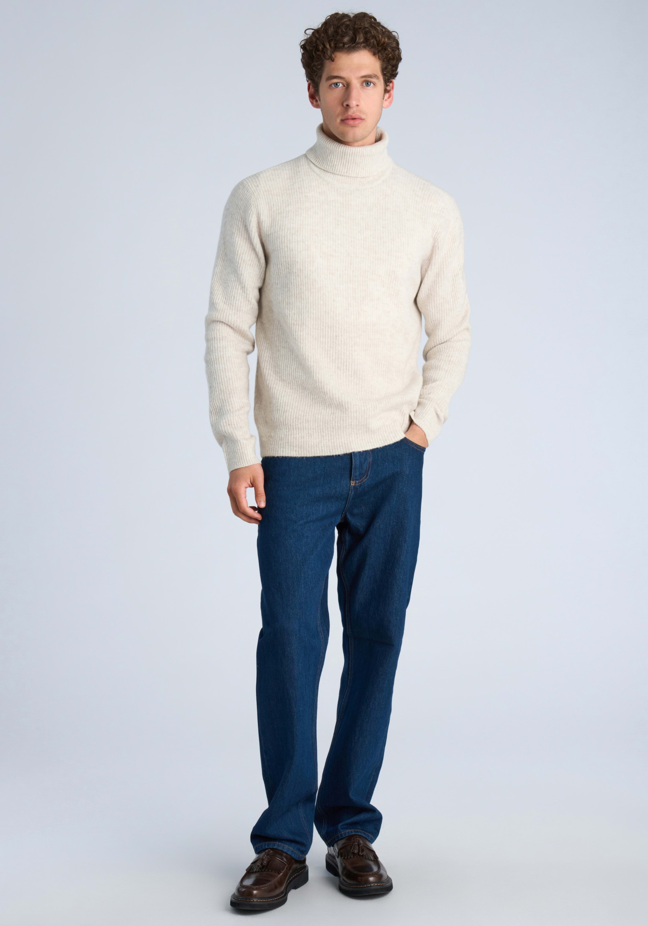 LINDBERGH Pull à col roulé Strickpullover / Winterpullover mit Wolle und Stretch