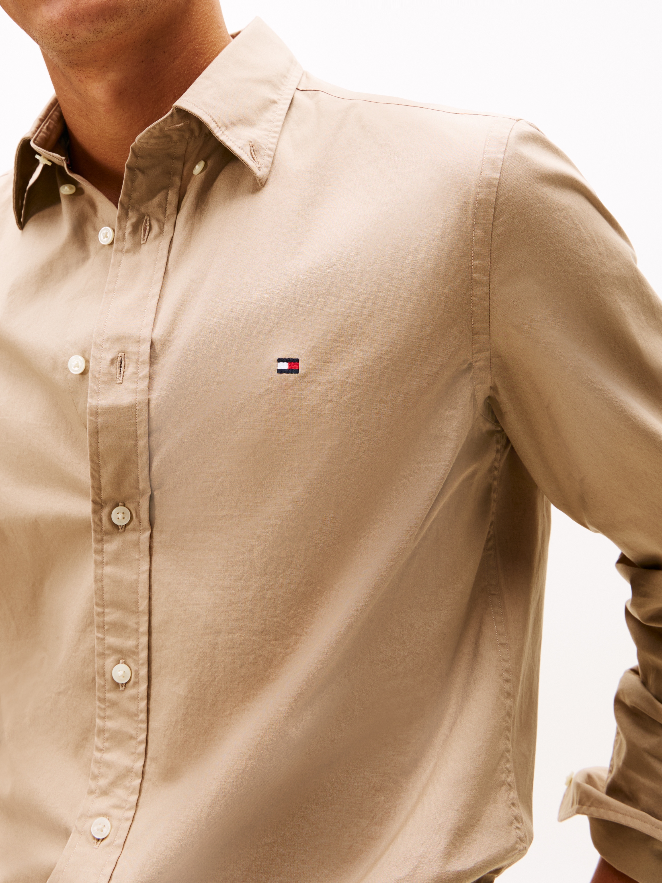 Tommy Hilfiger »FLEX POPLIN SOLID« unifarben, klassisch, regular fit, Baumwolle, Button-down-Kragen
