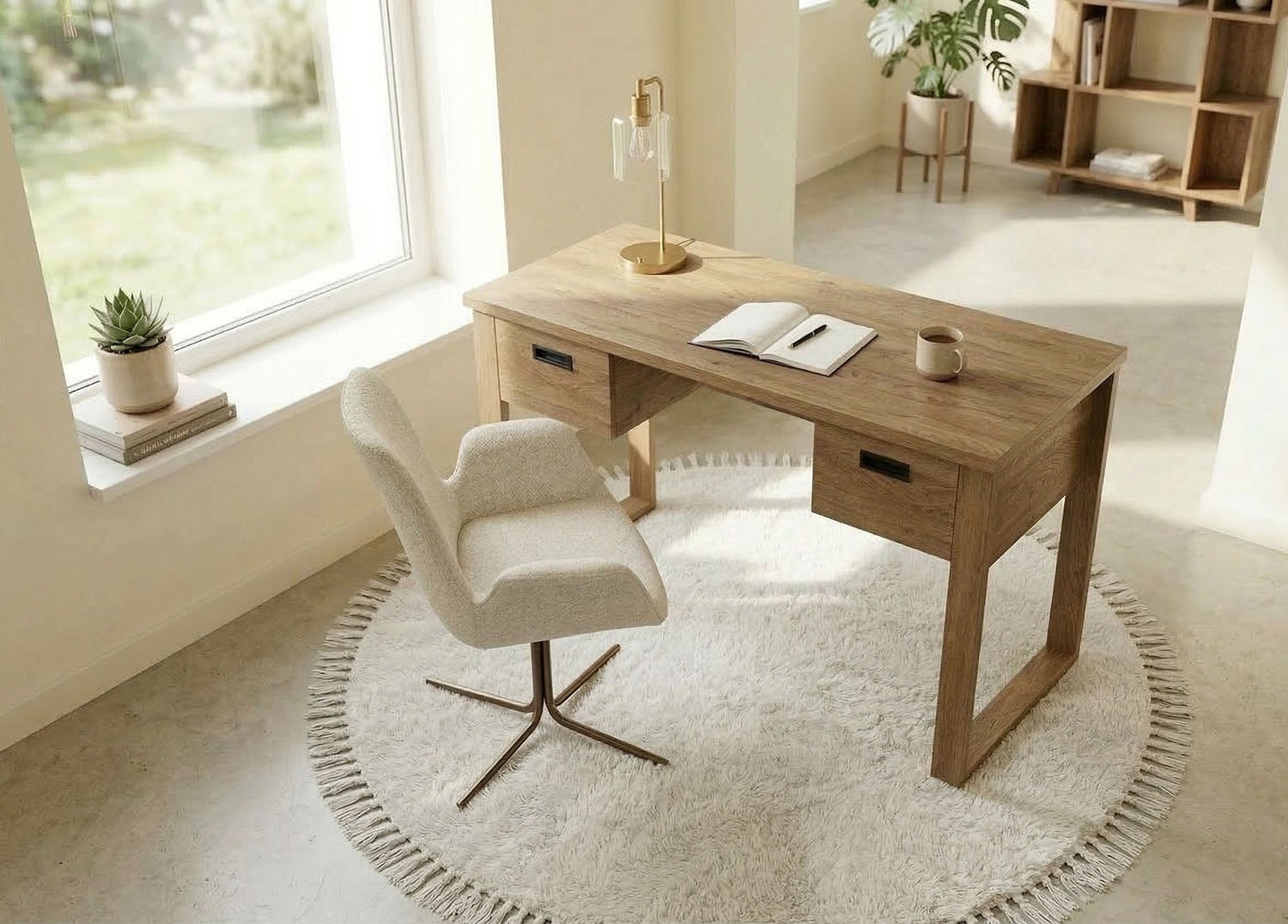 Jahnke Bureau »RIVA D 140« Bureau, espace de rangement, 2 portes, poignées en métal, aspect chêne, largeur : 140 cm