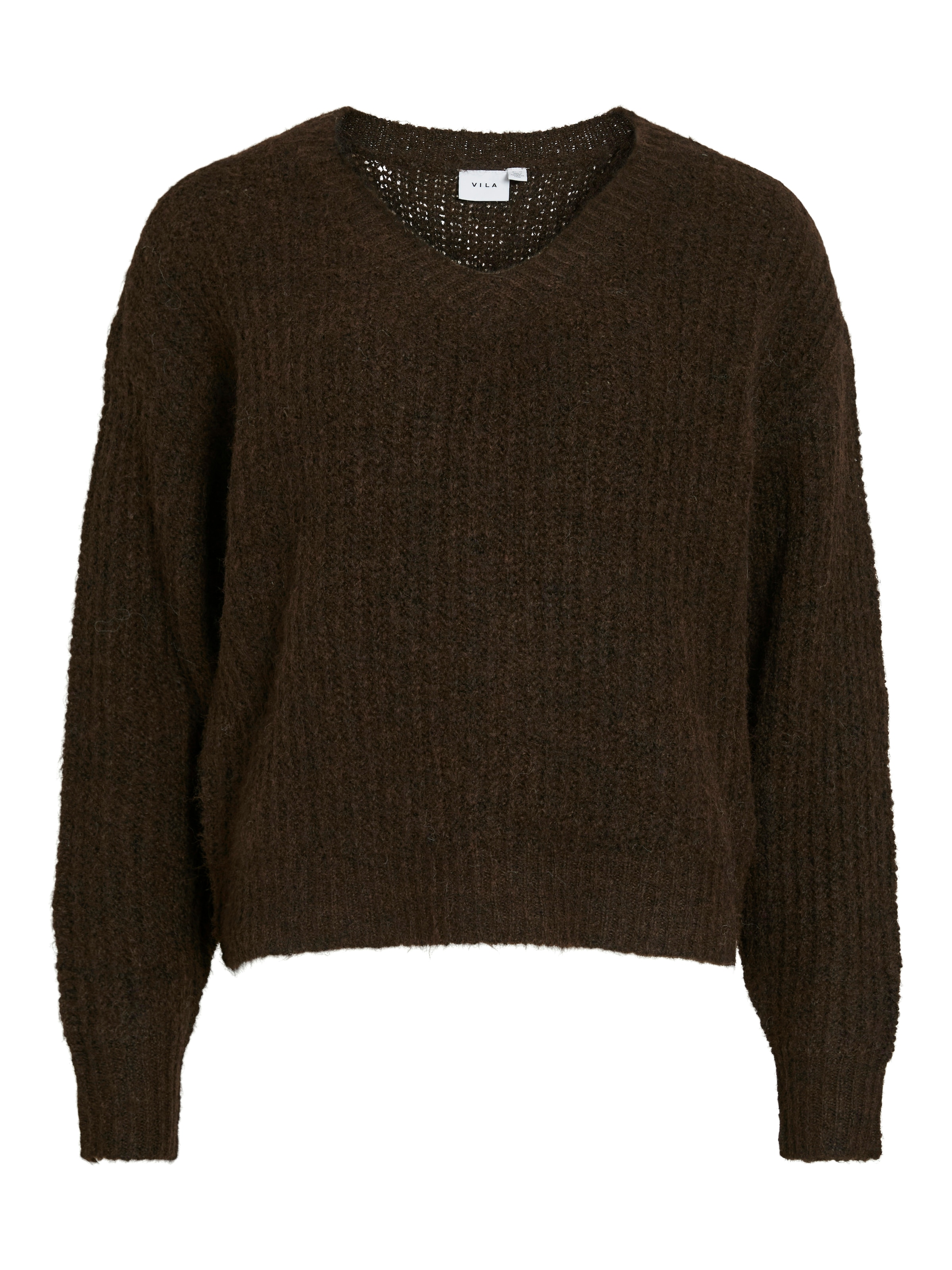 Vila Pull col V »VILAMPE V-NECK L/S KNIT TOP-NOOS« mélange de matériaux, coupe régulière