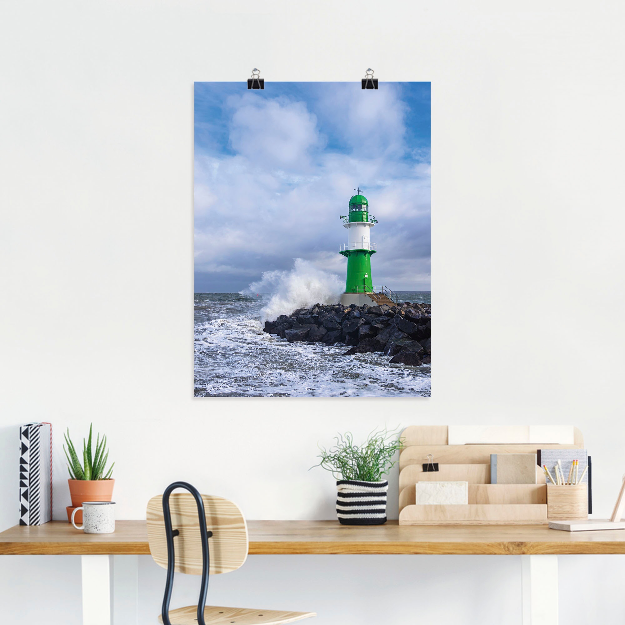 Artland Wandbild »Mole an der Ostseeküste in Warnemünde« Gebäude 1 Stk. tlg. als Leinwandbild, Poster in verschied. Grössen