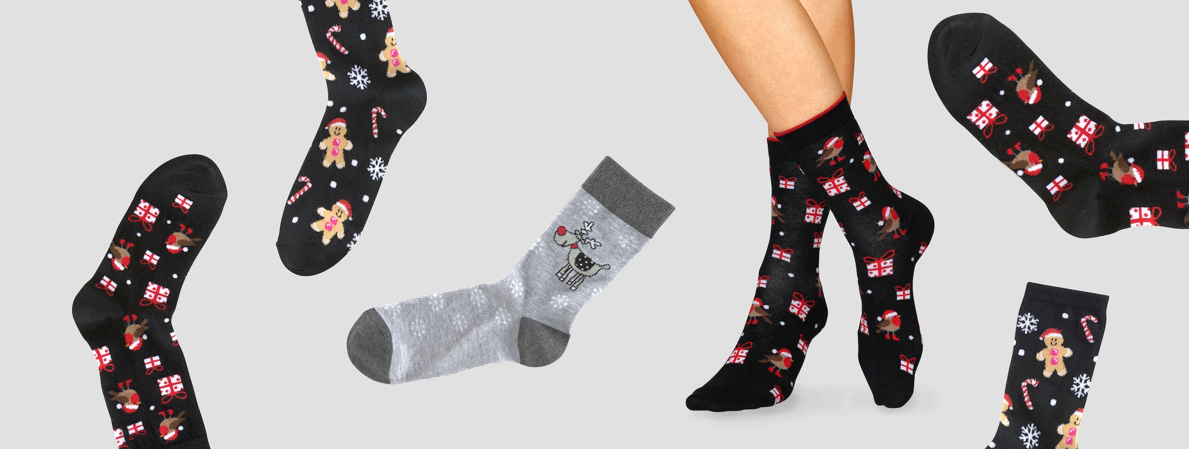 H.I.S Socken Packung, 3 Stk. tlg. mit lustigen Weihnachtsmotiven