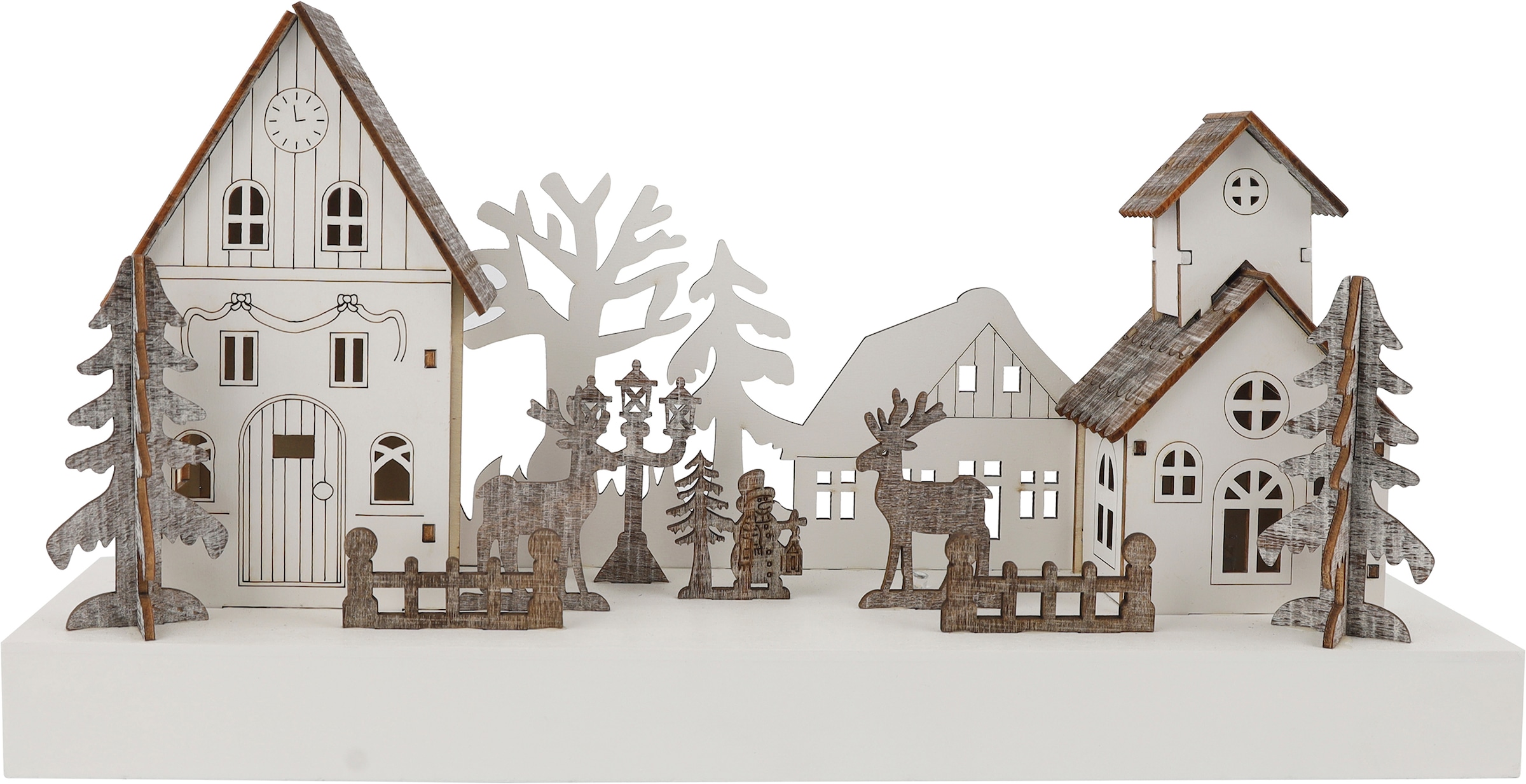 GOODproduct Weihnachtsdorf »Weihnachtsdeko« integrierte Beleuchtung, Weihnachtslandschaft aus Holz