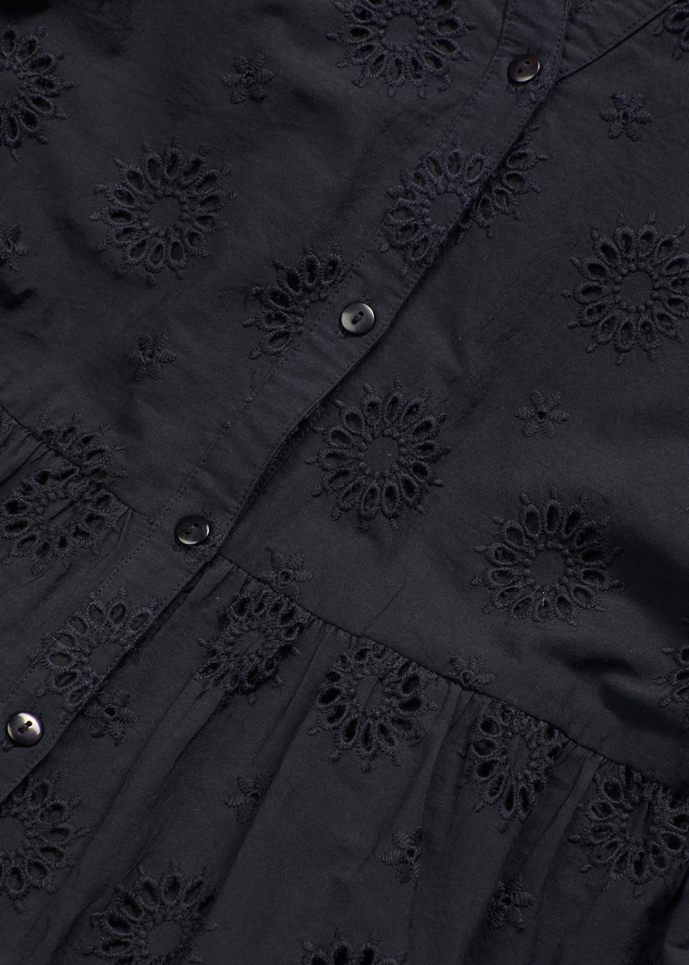 bonprix Robe midi en coton pur, coupe trapèze, manches 3/4, col montant