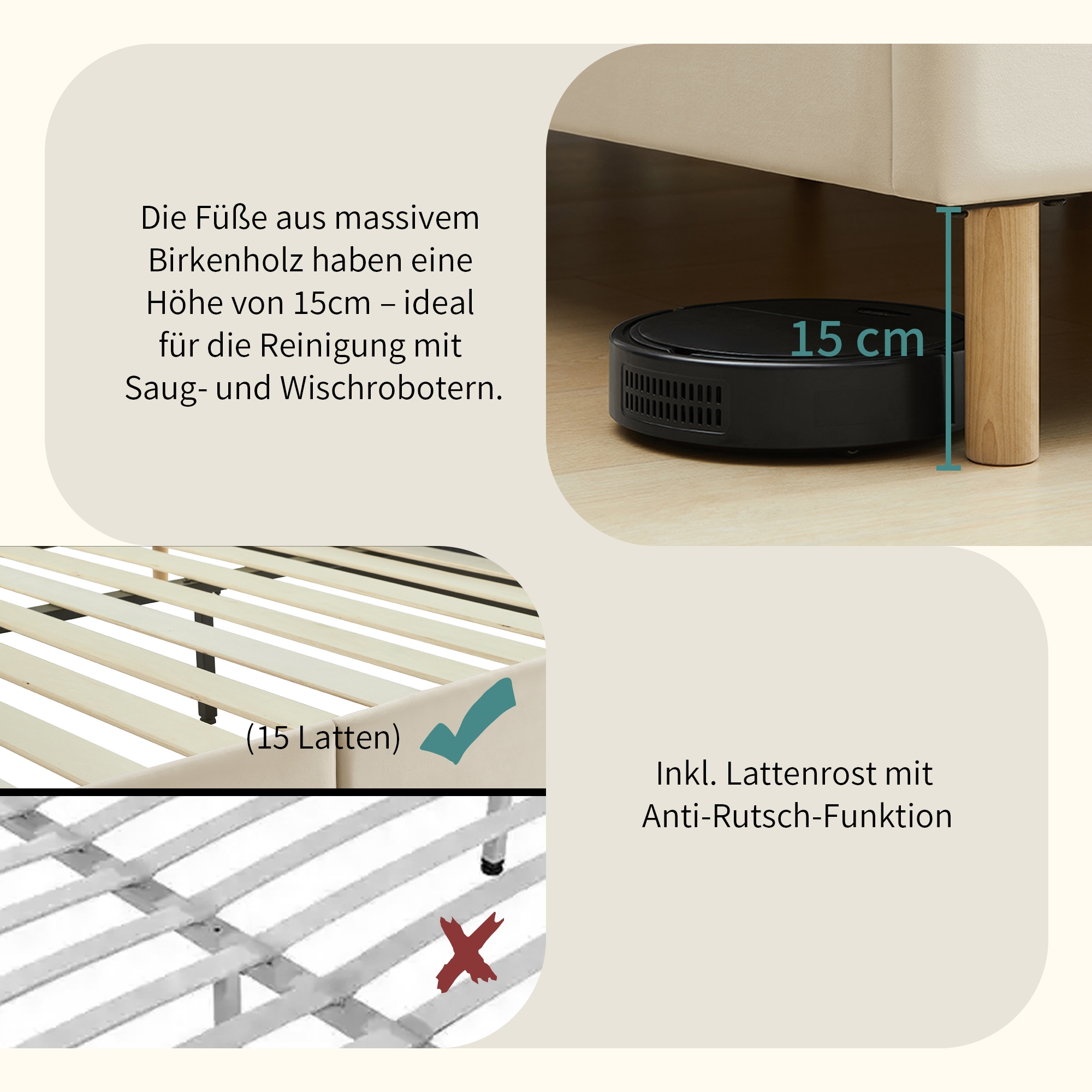 Home affaire Polsterbett »Armandine inkl. Lattenrost« Kopfteil mit Cordbezug, erhältlich in den Breiten 140cm & 180cm