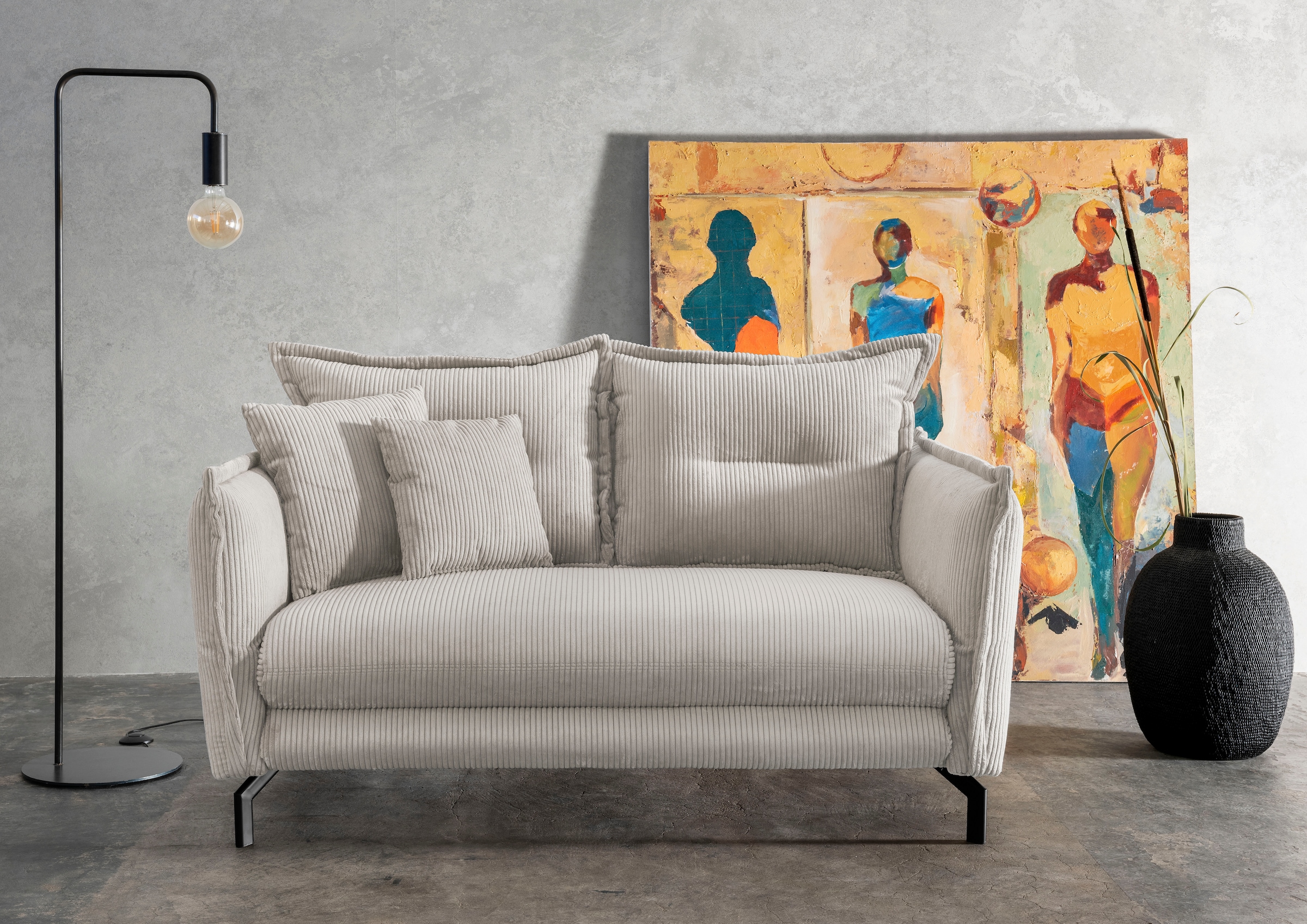 Home affaire Groupe de sièges »LAVA modern und elegant, aktuelle Kissenoptik« 3-Sitzer und 2-Sitzer, 2 pièces tlg. Armlehnen verstellbar