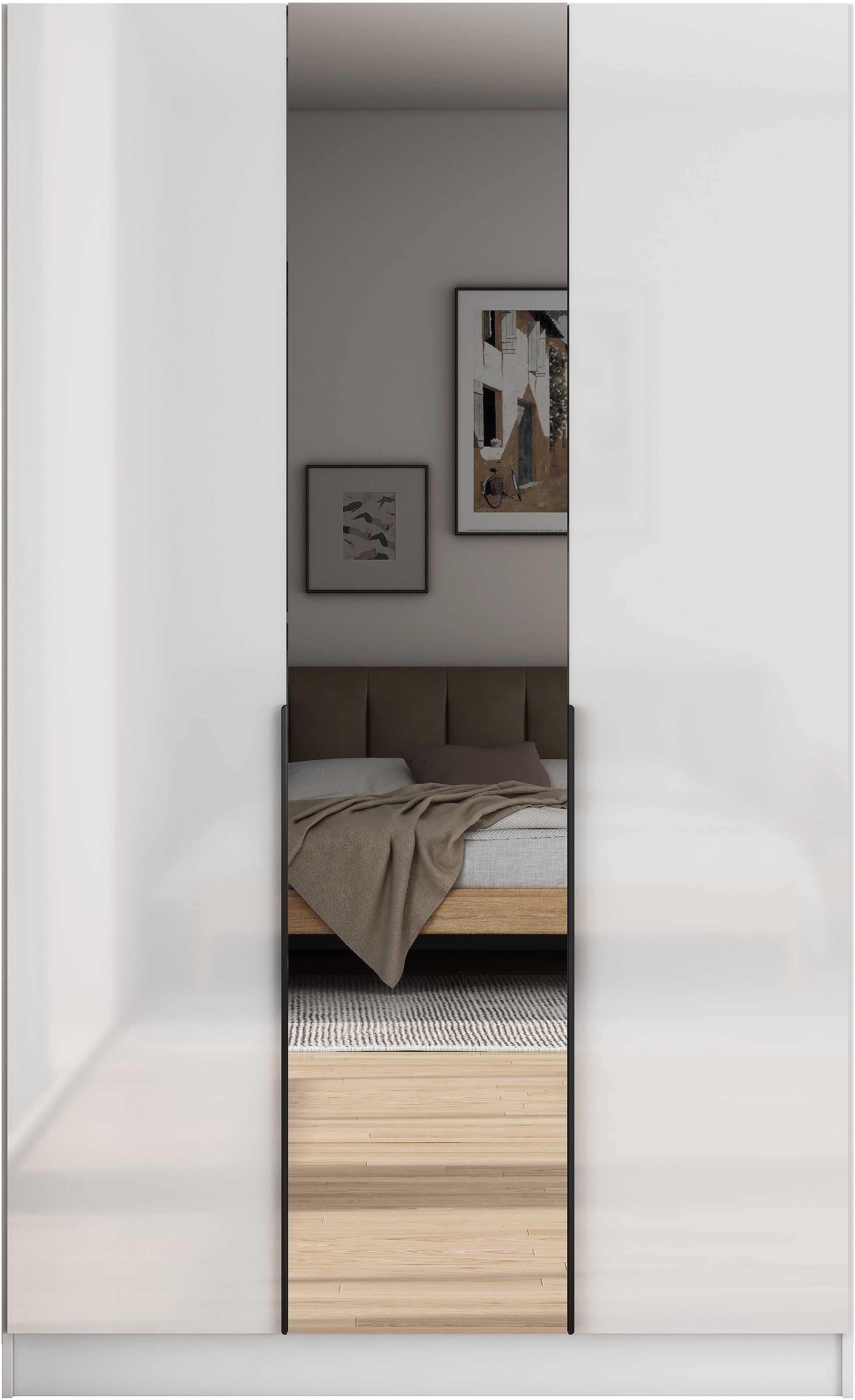 GOODproduct Kleiderschrank »Annor Schlafzimmerschrank Breite 122cm hochglanz Schrank Garderobe« Drehtürenschrank mit perfekter Innenausstattung - elegante Türgriffe