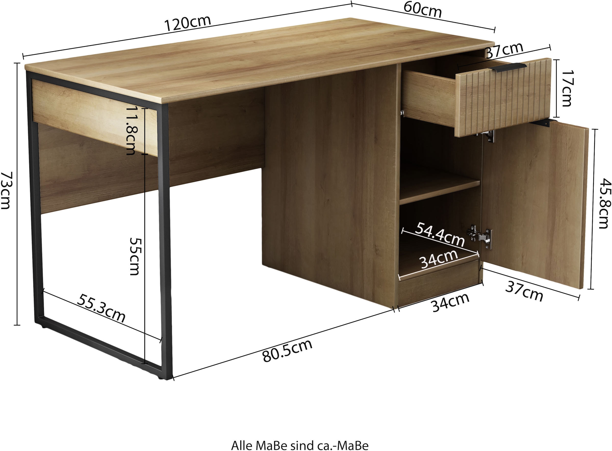 GOODproduct Bureau »Aspea« mit Schublade, ausreichend Stauraum, moderne Rillenoptik, B. 120 cm