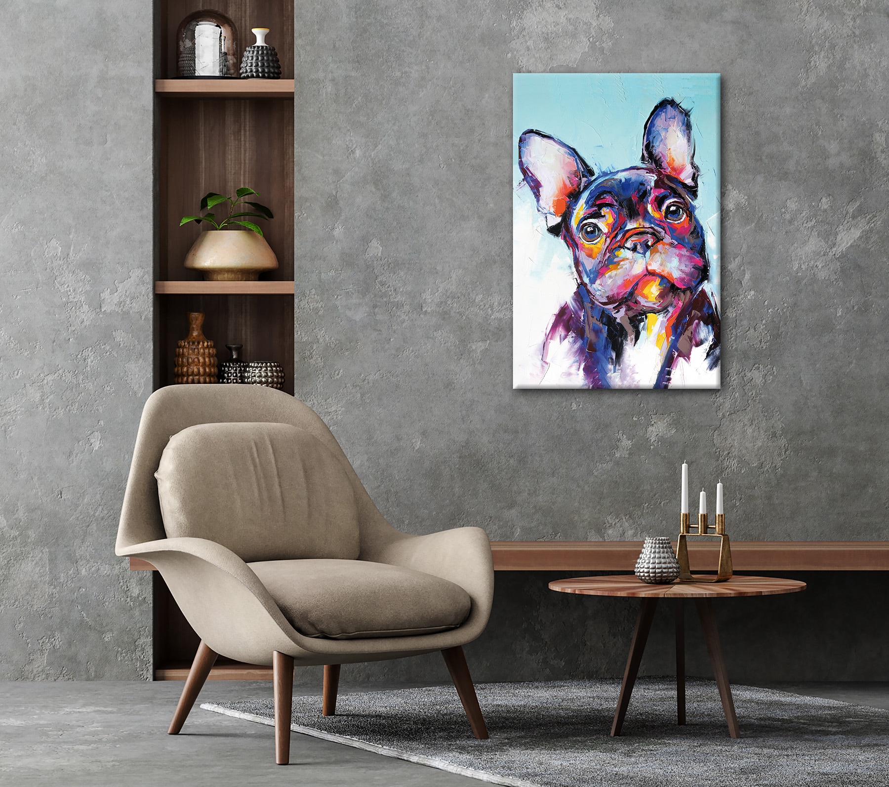 Bönninghoff Leinwandbild »Wandbild BULLDOGGE 60x90 cm – Leinwandbild Keilrahmen Deko modern« 1 Stk. tlg. auf Keilrahmen gespannt