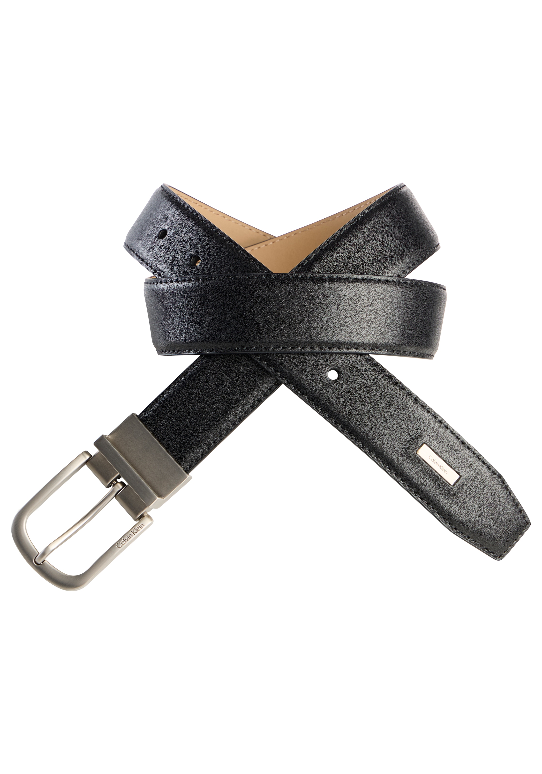 Calvin Klein Jeans Ceinture en cuir »CURVED PIN BUCKLE SMOOTH 32MM AD« Coupe régulière et taille ajustable
