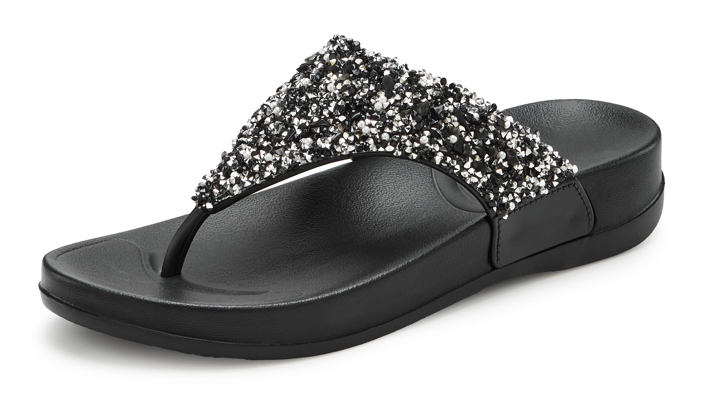 Vivance Séparateur d'orteils de bain »Flip Flop, Badelatsche, Badeschuhe, Pantolette, Zehentrenner,«  Sommerschuh mit modischem Glitzerdetail VEGAN