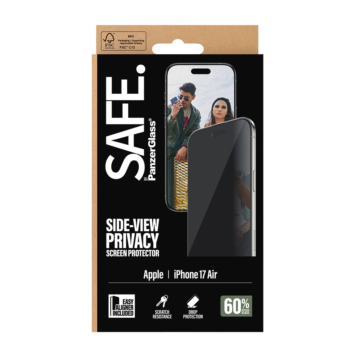 SAFE by PanzerGlass Verre de protection d'écran »Side-View Privacy Screen Protector« für Apple iPhone Air Displayschutzfolie, Schutzfolie, Bildschirmschutz, kratz- & stossfest