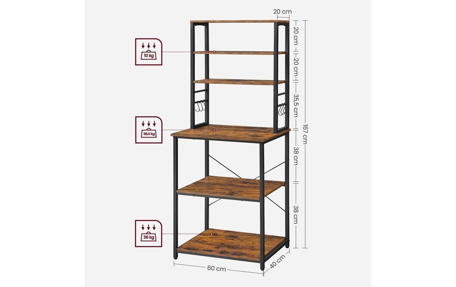 VASAGLE Küchenregal »mit 6 Ablagen«