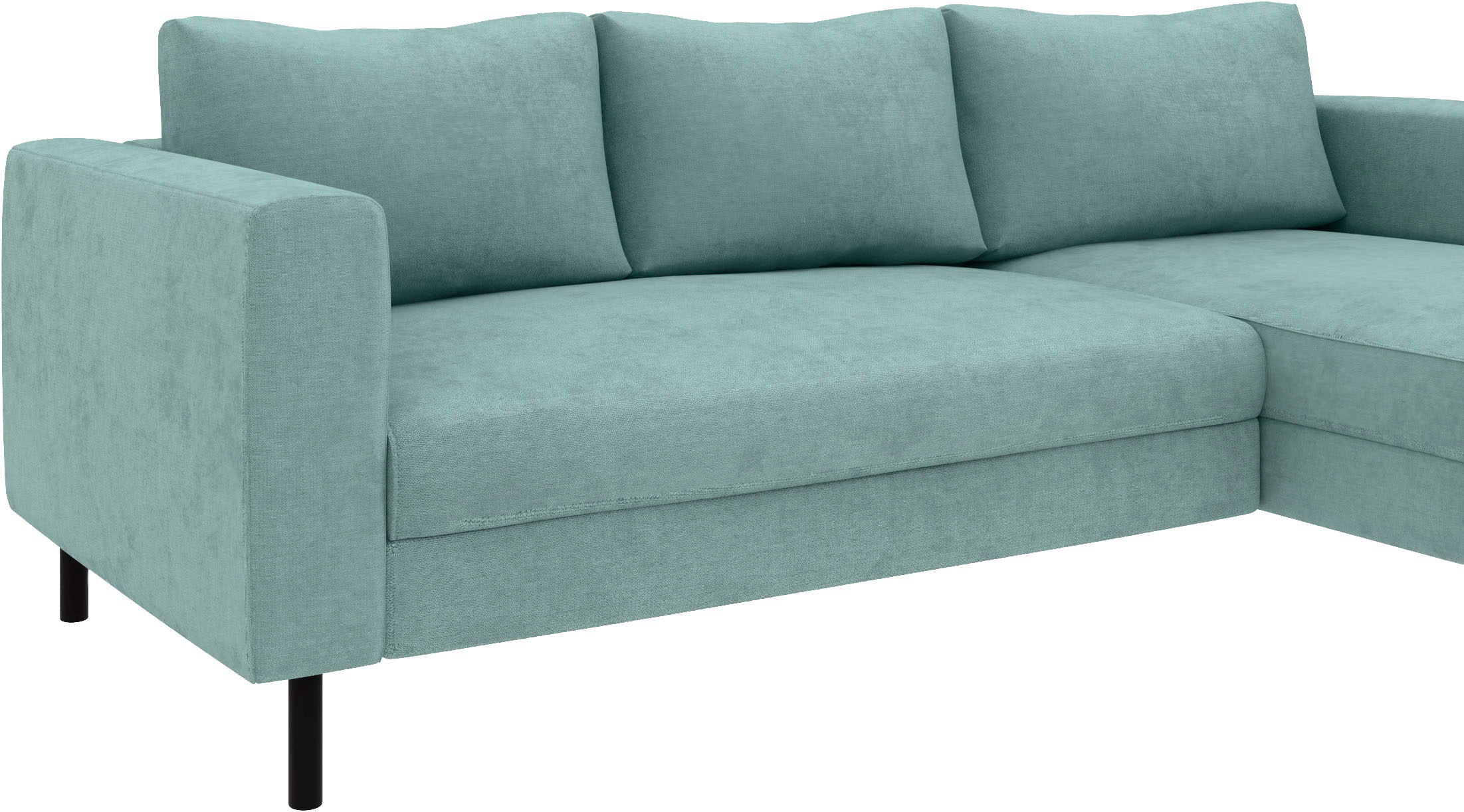 TRENDMANUFAKTUR Ecksofa »Amazing II, wahlw. mit Schlaffunktion & Bettkasten, Fuss schwarz« Recamiere beidseitig montierbar, L-Form,in Cord o. Struktur, B: 232 cm