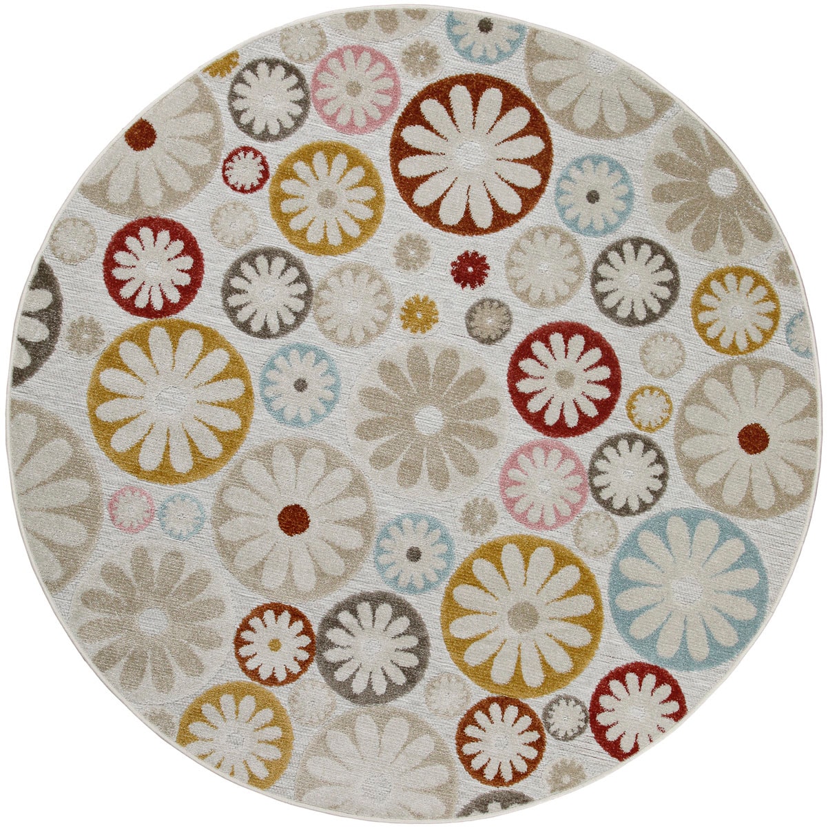 Wecon home Tapis d'extérieur »Flowerdrops« Rond 5 mm Höhe für Innen & Aussen, strapazierfähig, pflegeleicht, Hoch-Tief Effekt