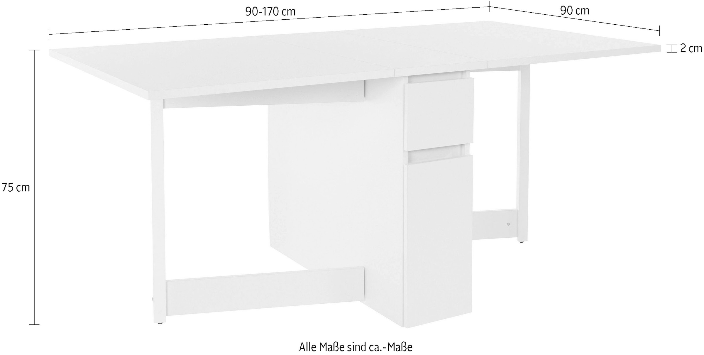 Woodman Table de salle à manger »Jasper« mit einer rechteckigen Tischplatte und Auszugsfunktion, Breite 90 cm