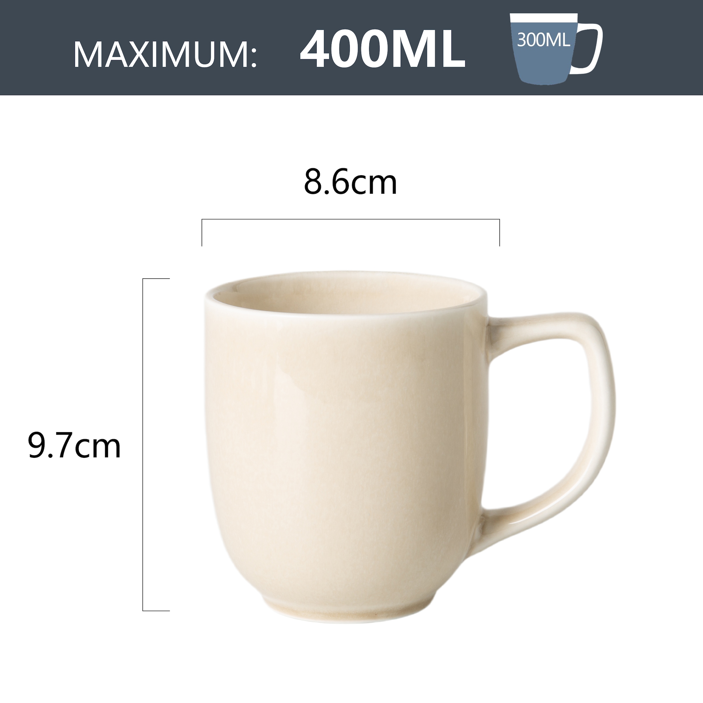 GOODproduct Gobelet »Kaffeebecher Flett, mit Reaktivglasur, 4er Set« spülmaschinenfest und mikrowellengeeignet, 340 ml