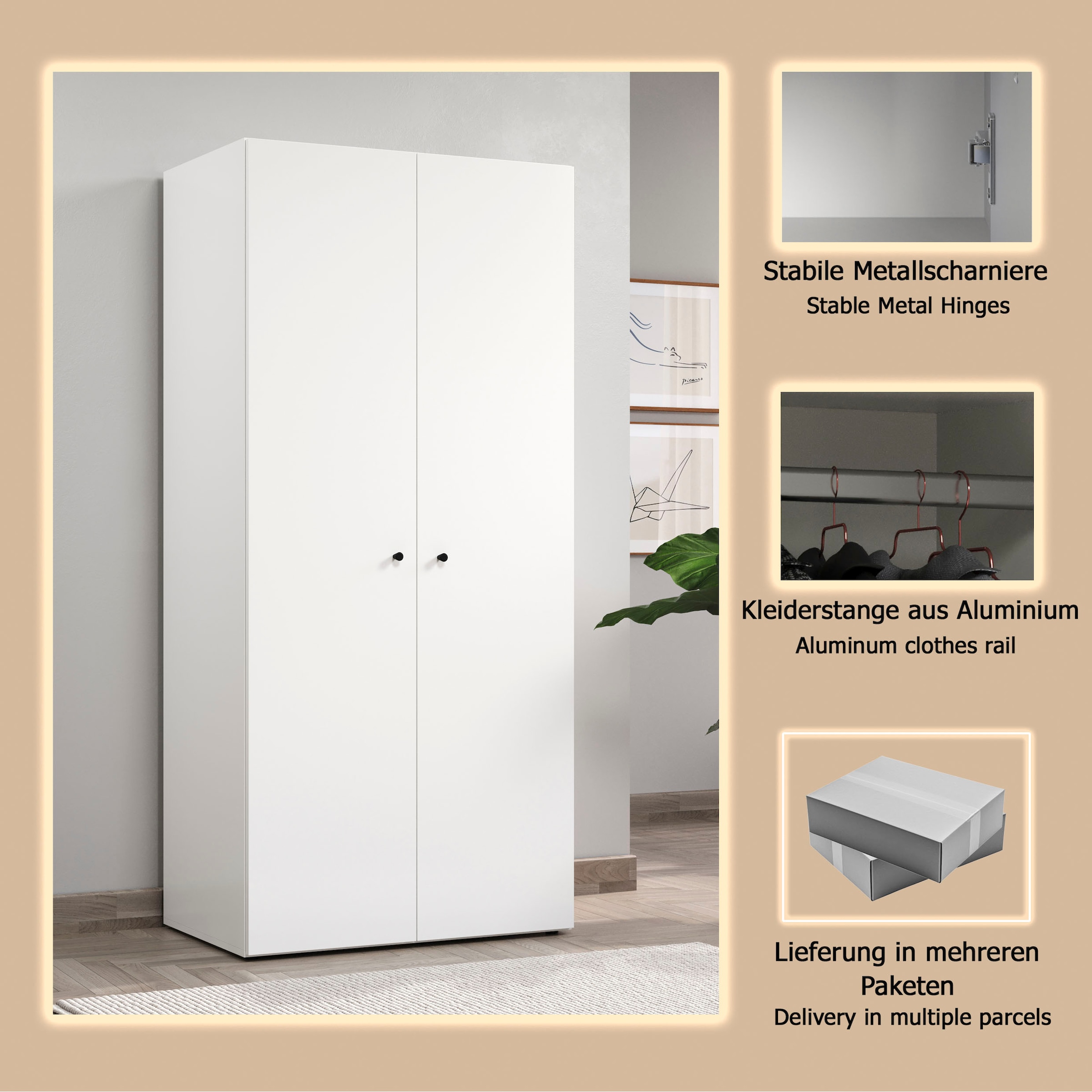 INOSIGN Kleiderschrank »Jersey Schlafzimmerschrank Garderobe Bestseller Schrank« Multischrank Wäscheschrank Hochschrank,  Drehtürenschrank mit modernen Griffen Otto´s Choice