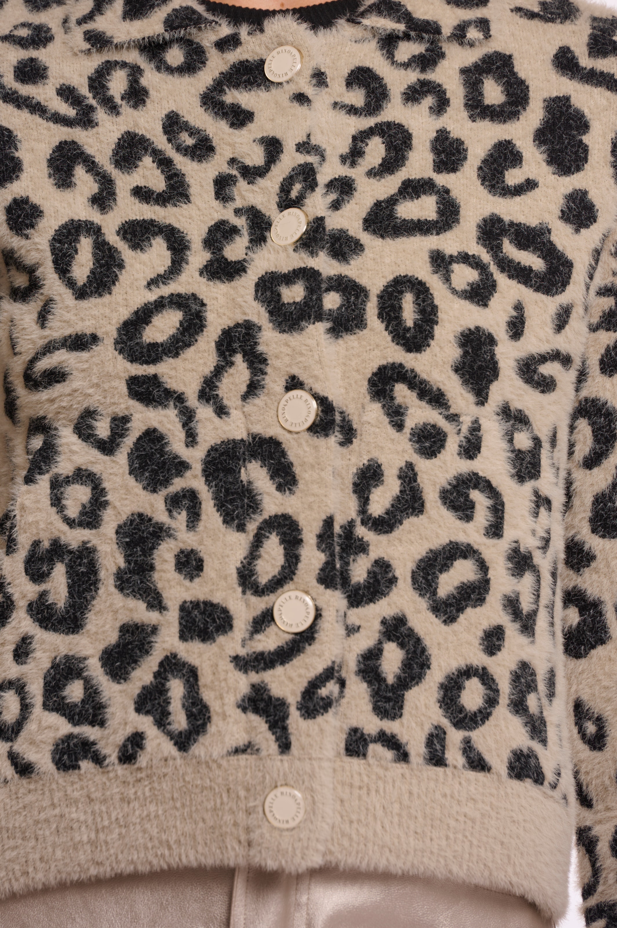 Rino & Pelle Veste en tricot »JET« fourrure synthétique à motif animalier intégral