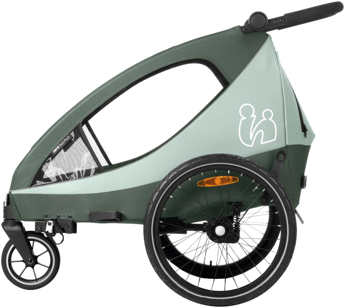 Hauck Fahrradkinderanhänger »2in1 Bike Trailer und Buggy Dryk Duo Plus, dark green« für 2 Kinder; inklusive Deichsel