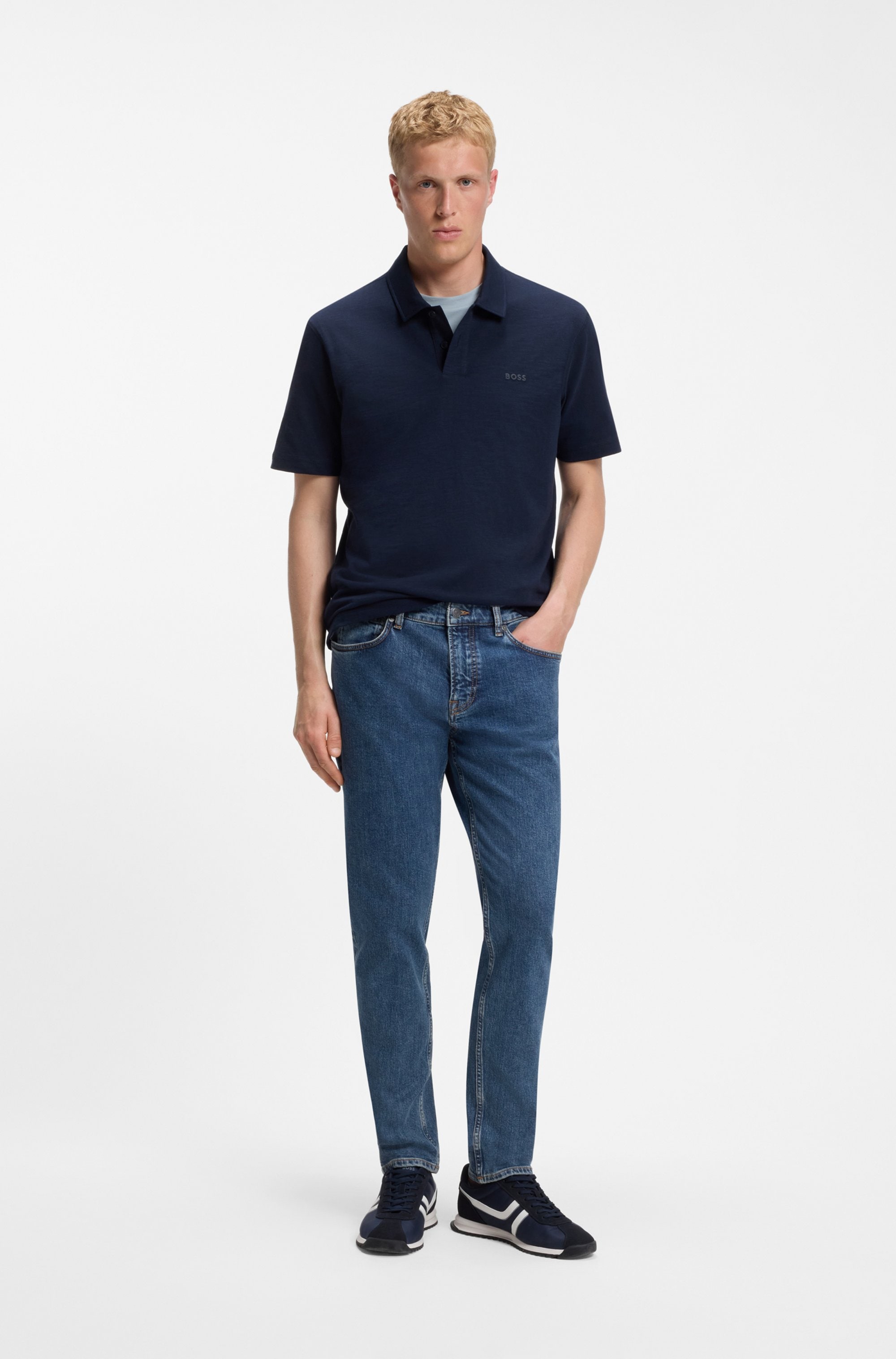 BOSS ORANGE Jeans à 5 poches »ONYX BO« coupe fuselée, denim stretch, effet usé