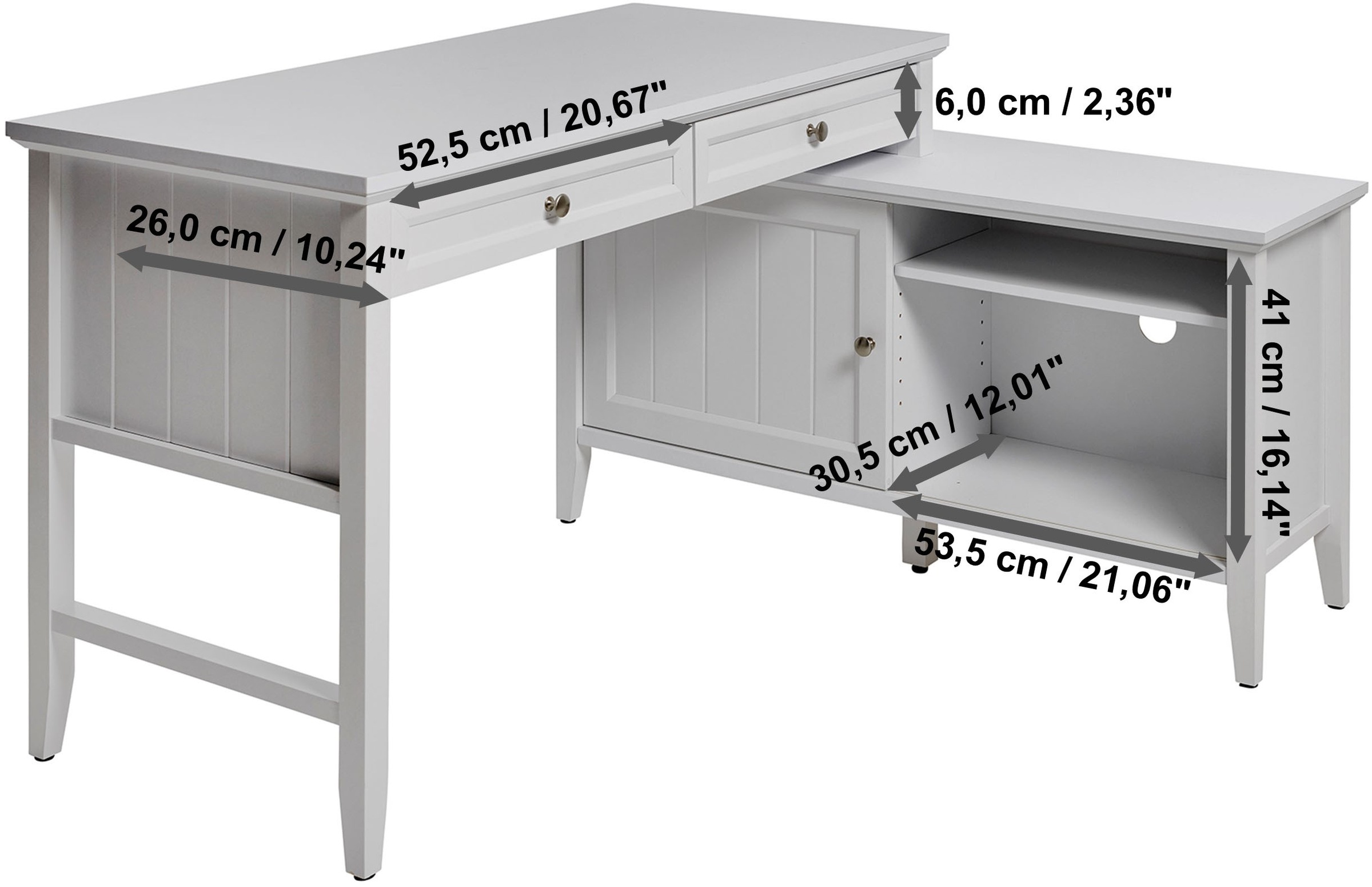 Jahnke Eckschreibtisch »CLASSIC C 145 E« wechselseitig montierbar, mit Schiebetür, Schenkelmass 144,9 x 120 cm