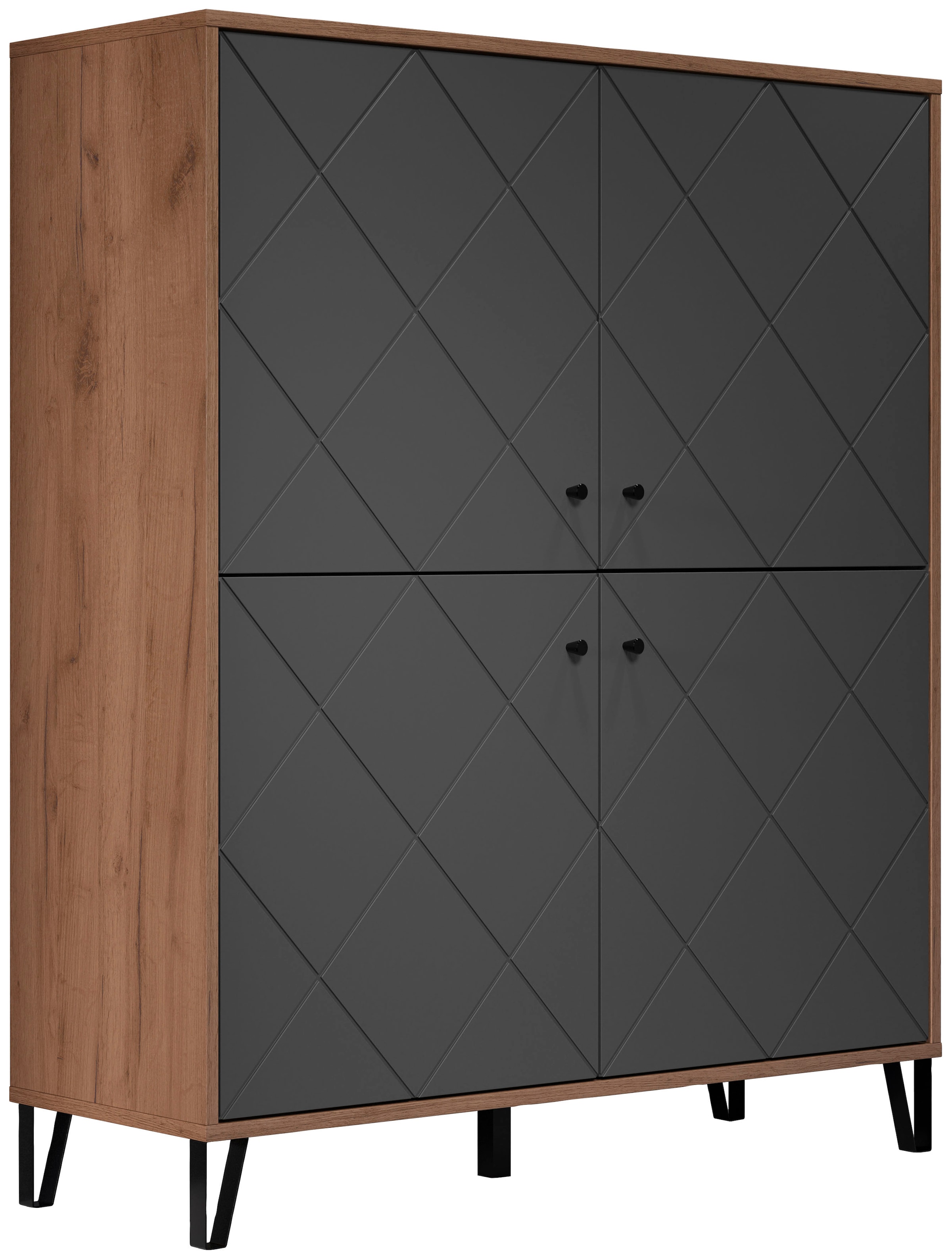 Home affaire Buffet haut »Molveno« 1 cuis tlg. Highboard mit 4 Türen & Soft-Close - (B/T/H) 123/40/136 cm