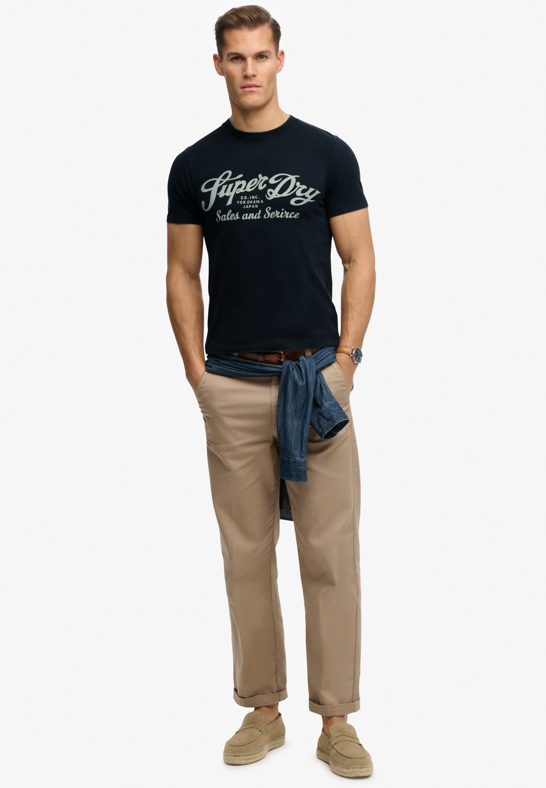 Superdry Shirt à col rond »Industry Worker Relaxed Tee« en coton et jersey simple, Regular Fit, avec imprimé, manches courtes